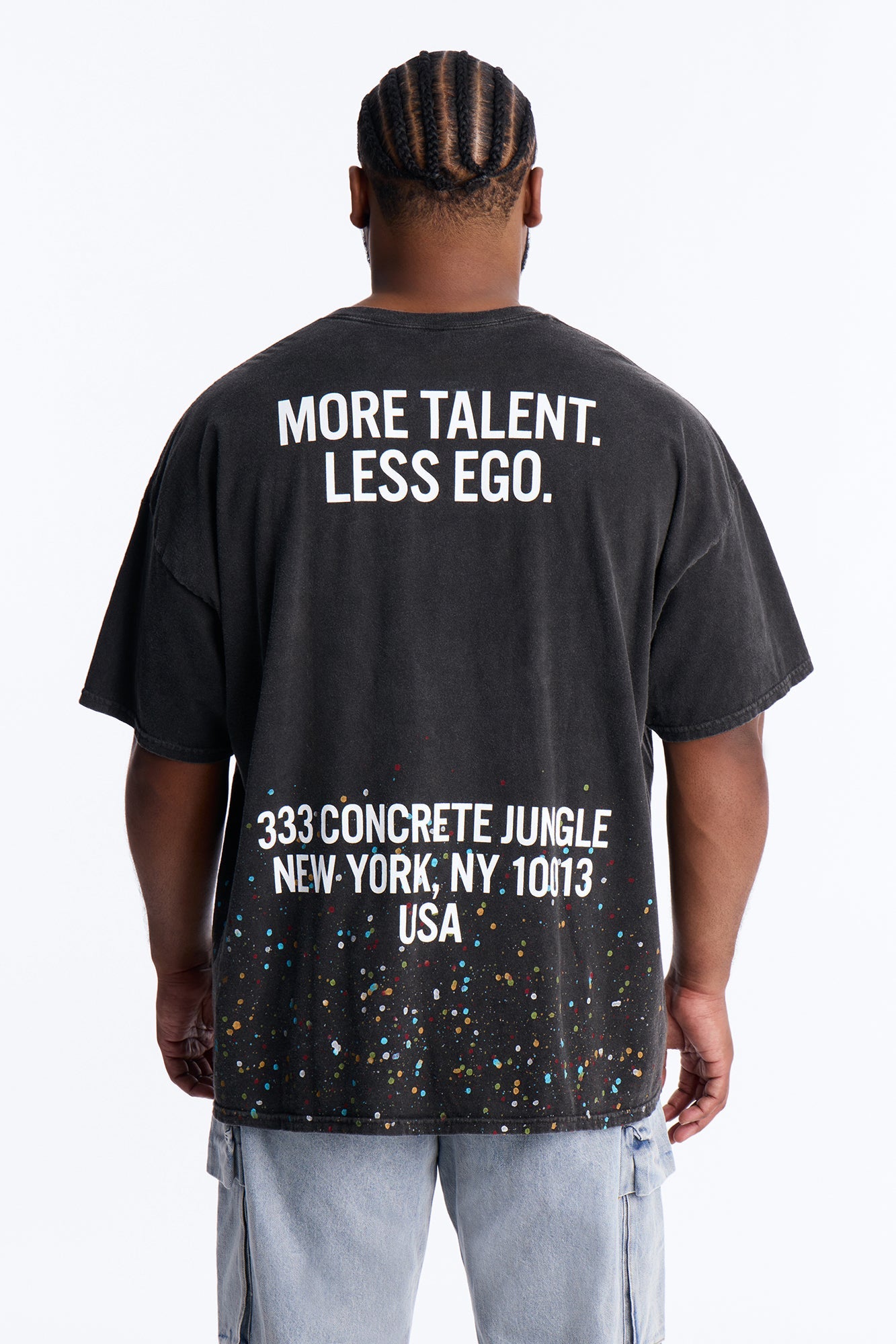 Art Has No Rules Paint Splatter Oversized Short Sleeve Tee - Black Wash