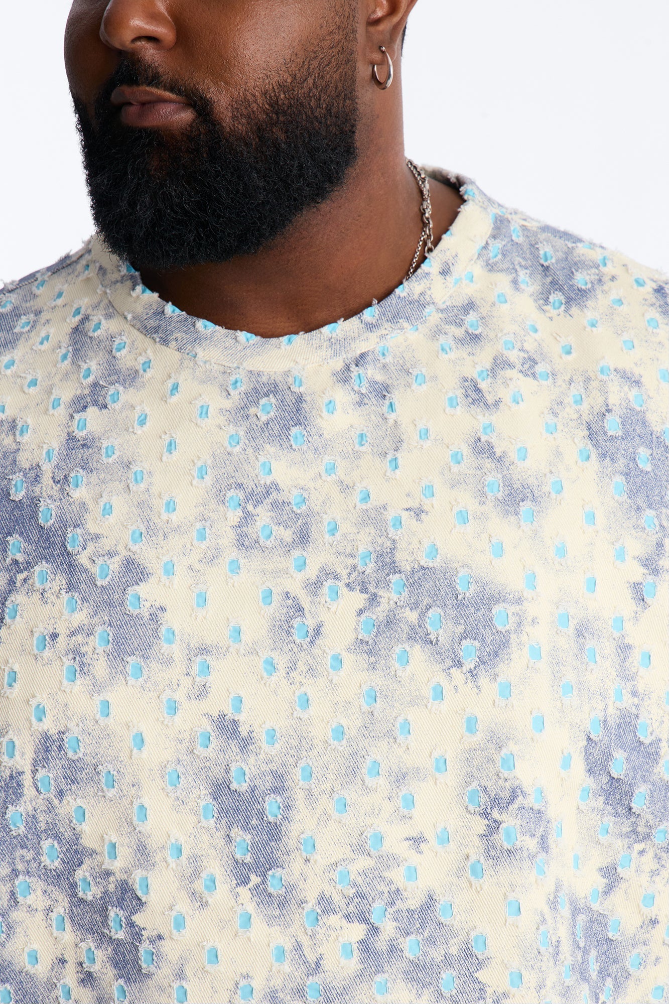 Boxy Desert Chrome Textured Shirt - White
