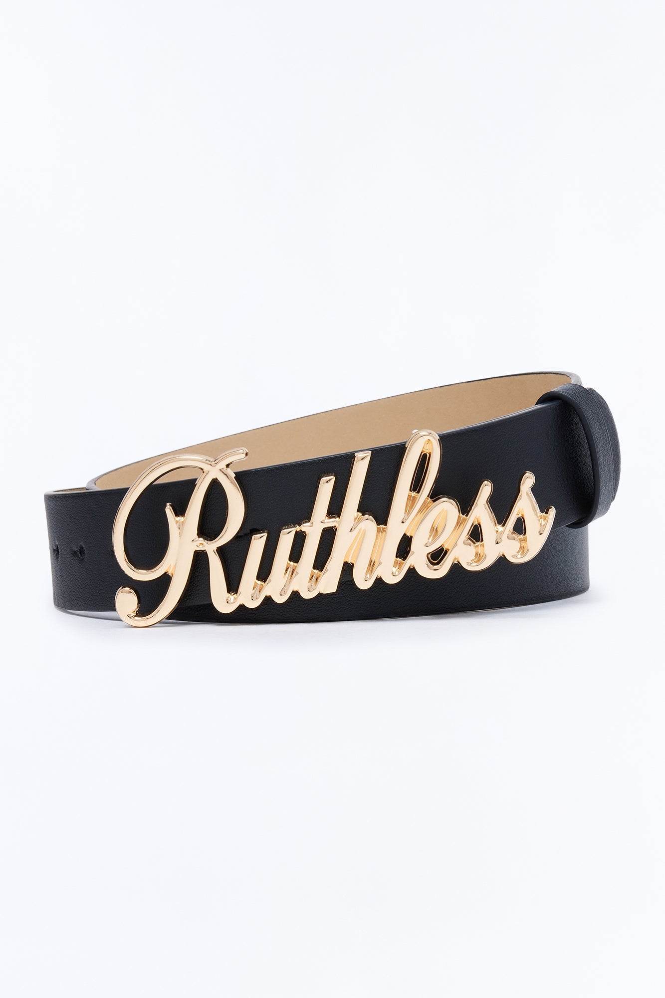 Ruthless Script Buckle Belt - Black/Gold