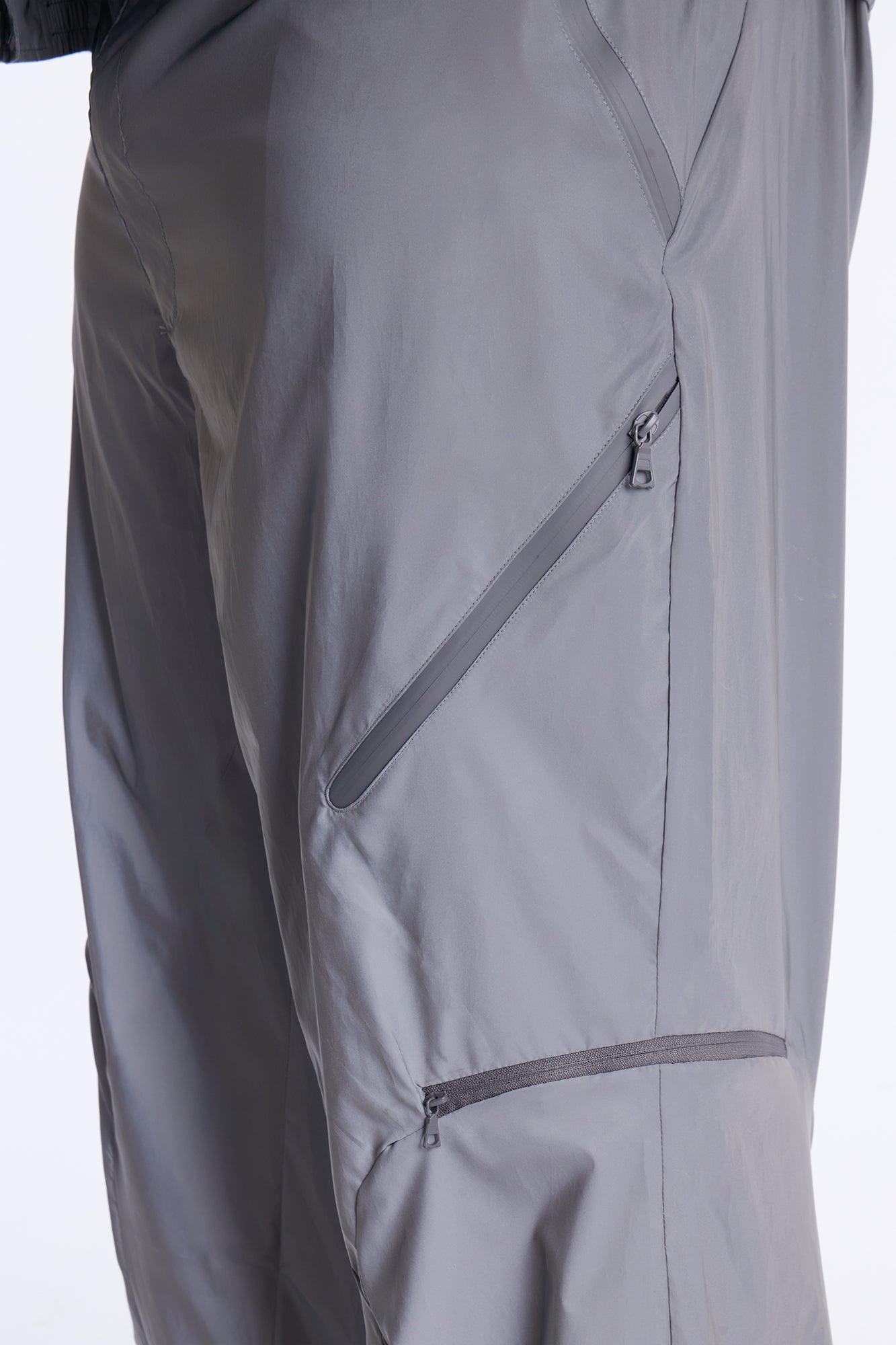 Baggy Reflective Zip Pant - Silver