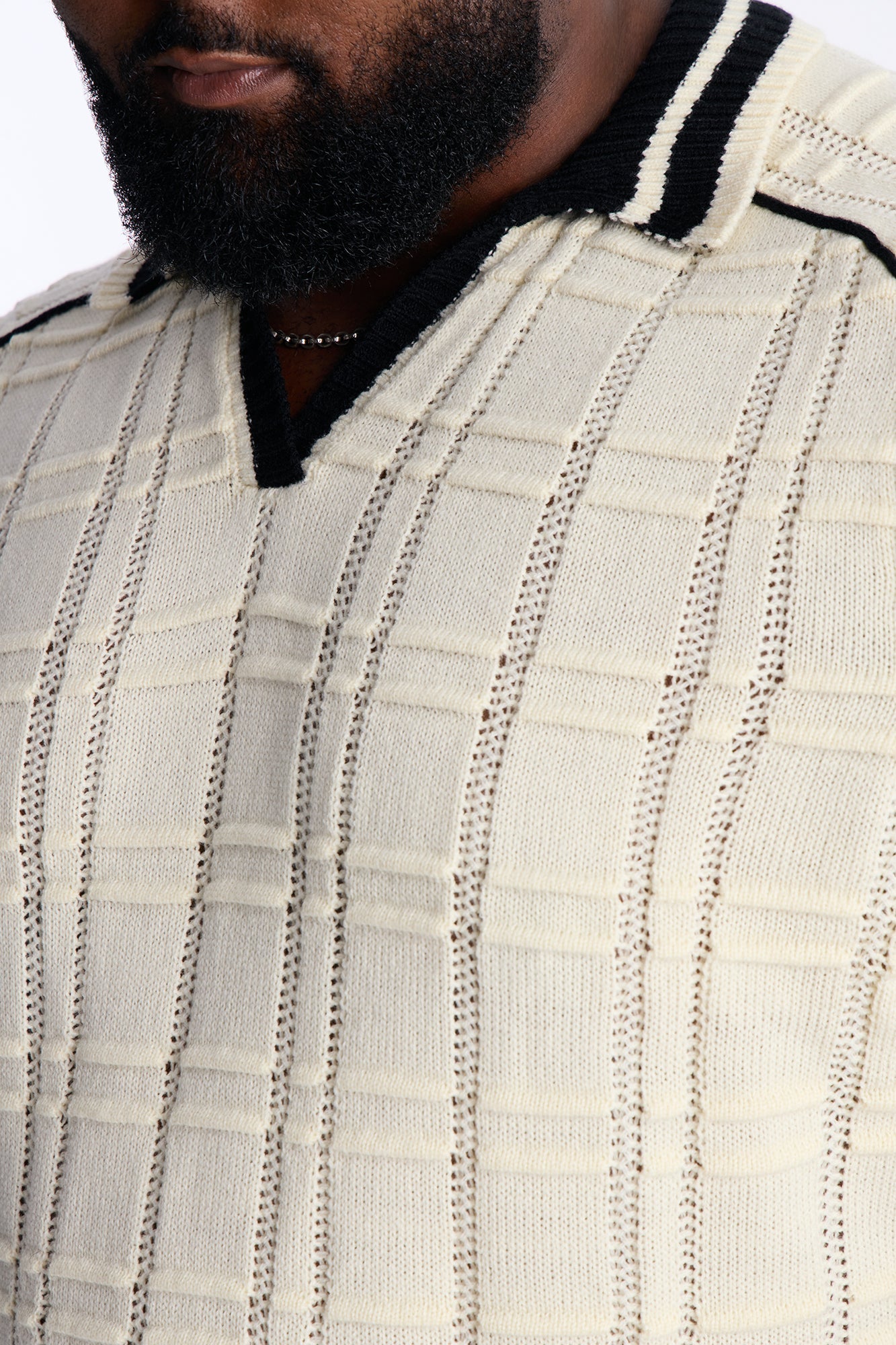 Relaxed Riviera Johnny Collar Knit Polo - Cream