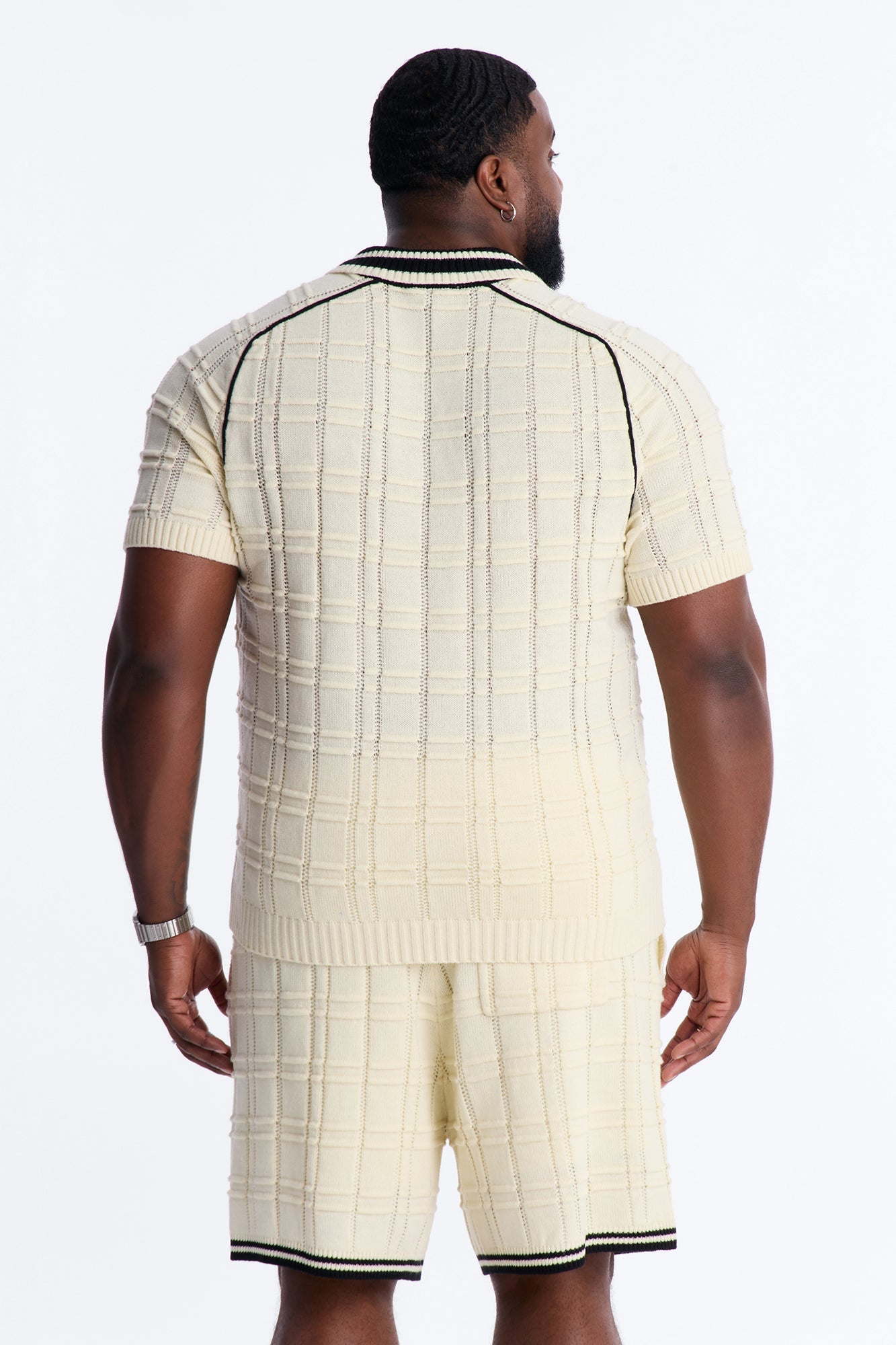 Relaxed Riviera Johnny Collar Knit Polo - Cream