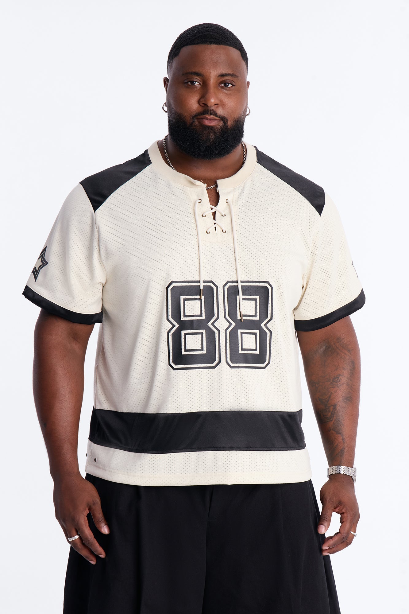 Relaxed Good Times Retro Varsity Jersey - Cream