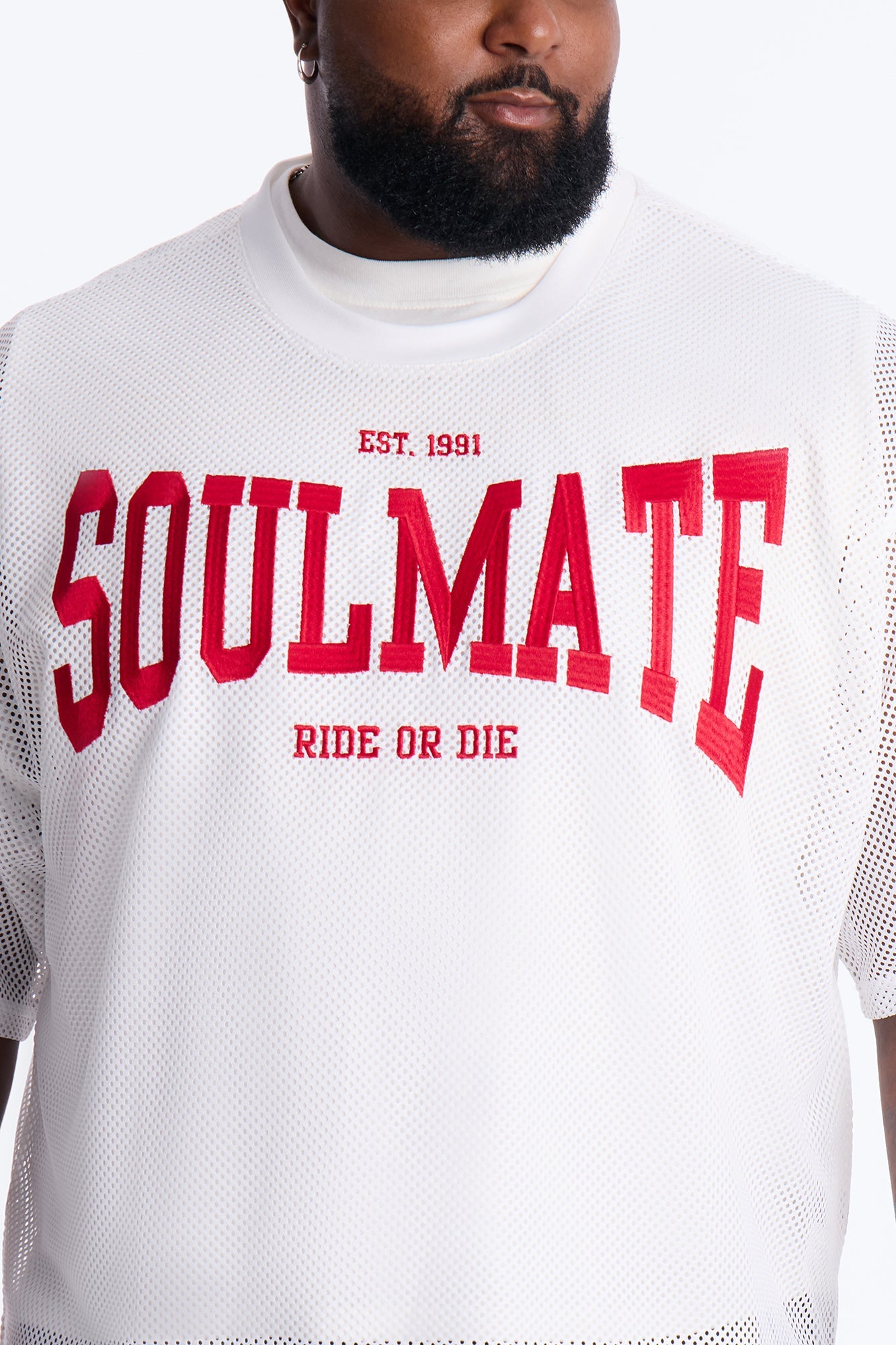 Soulmate Open Hole Mesh Top - White