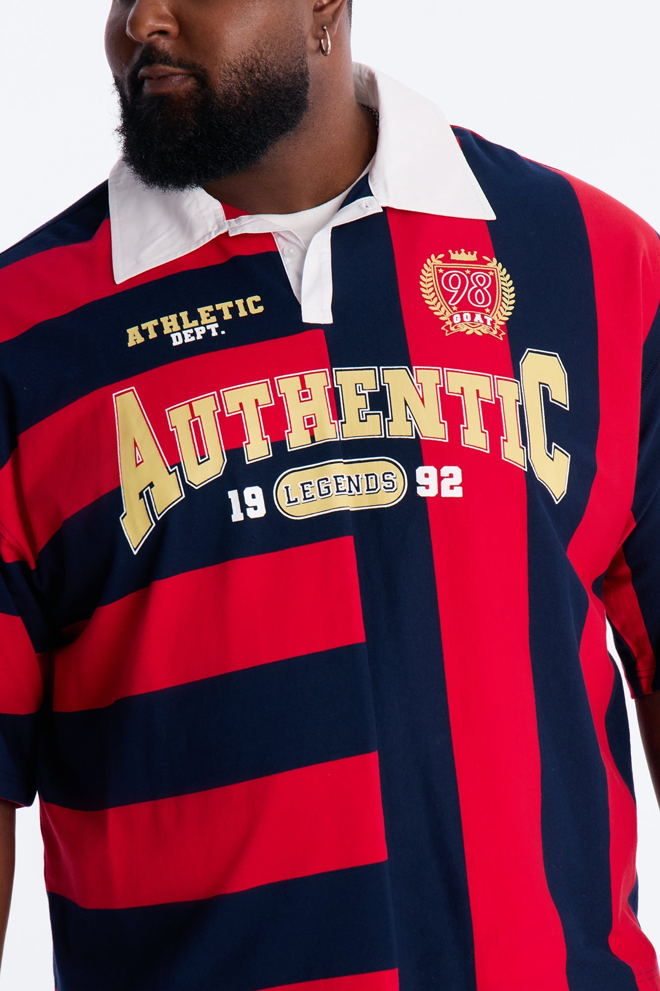 Auth Short Sleeve Rugby Stripes Polo - Navy/Red