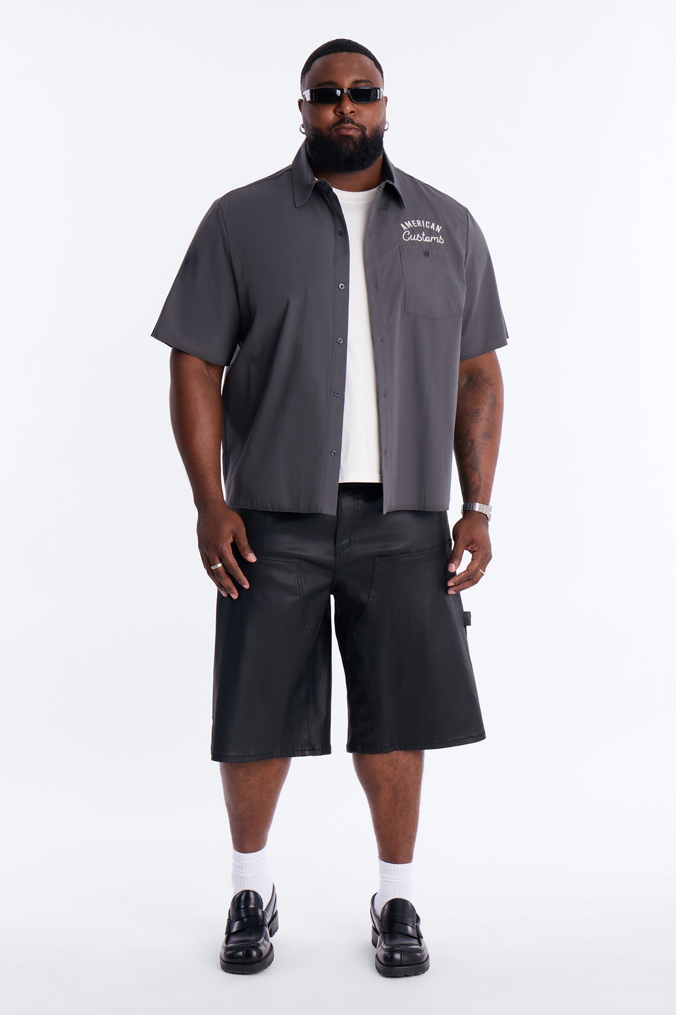 Baggy Liquid Coated Waxed Short - Black