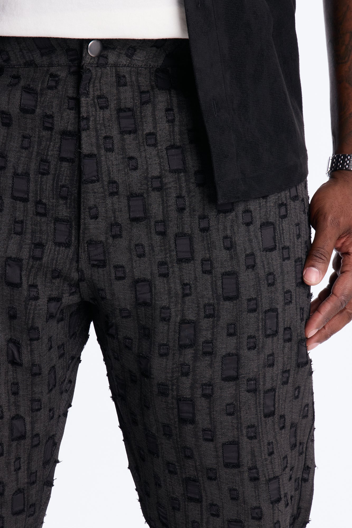 Stacked Slim Flare Distant Reality Distressed Pant - Charcoal
