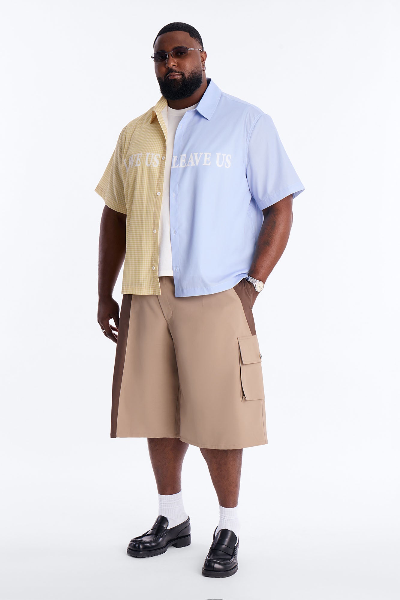 Relaxed Split Button Up Shirt - Yellow
