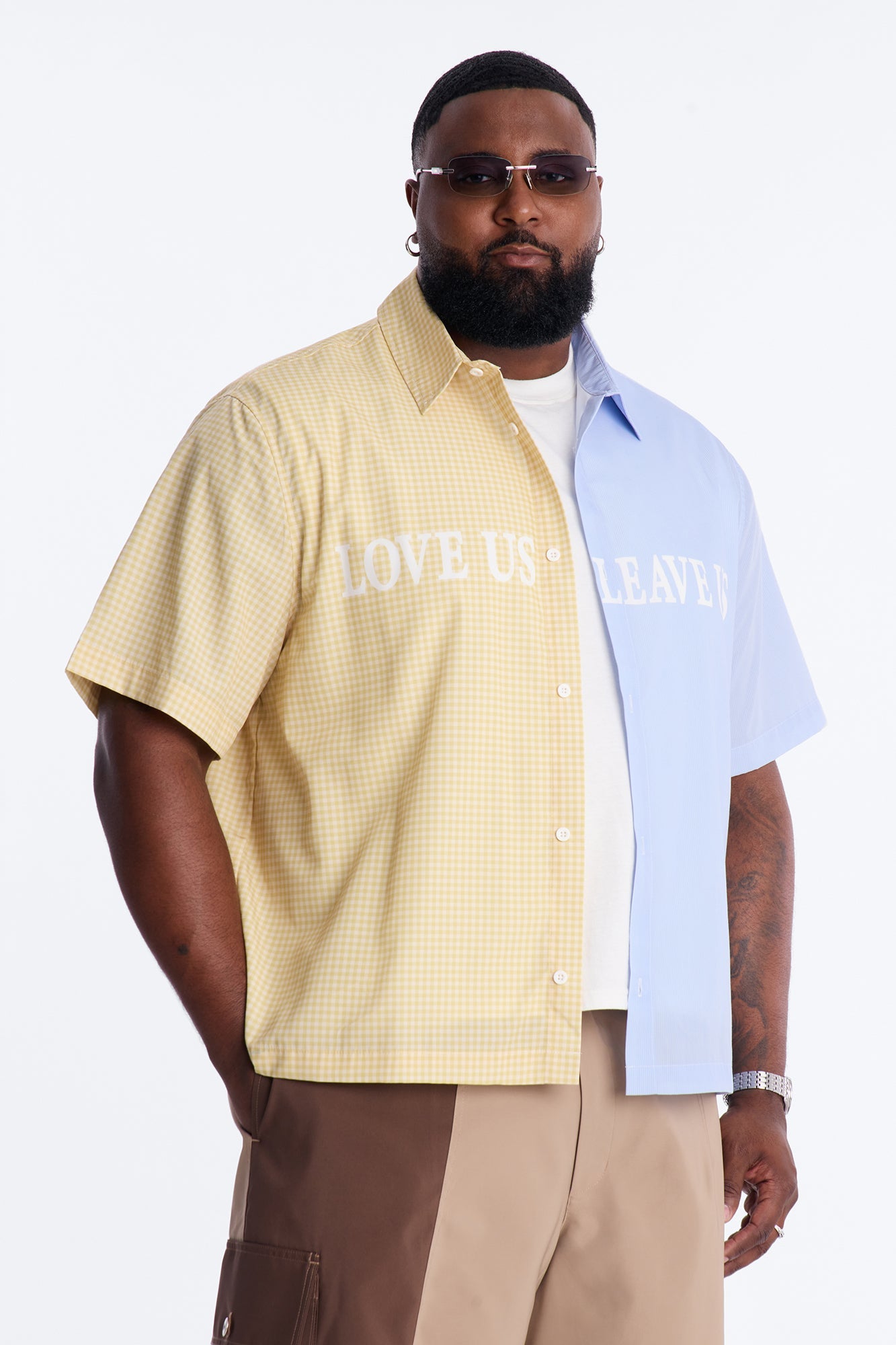Relaxed Split Button Up Shirt - Yellow