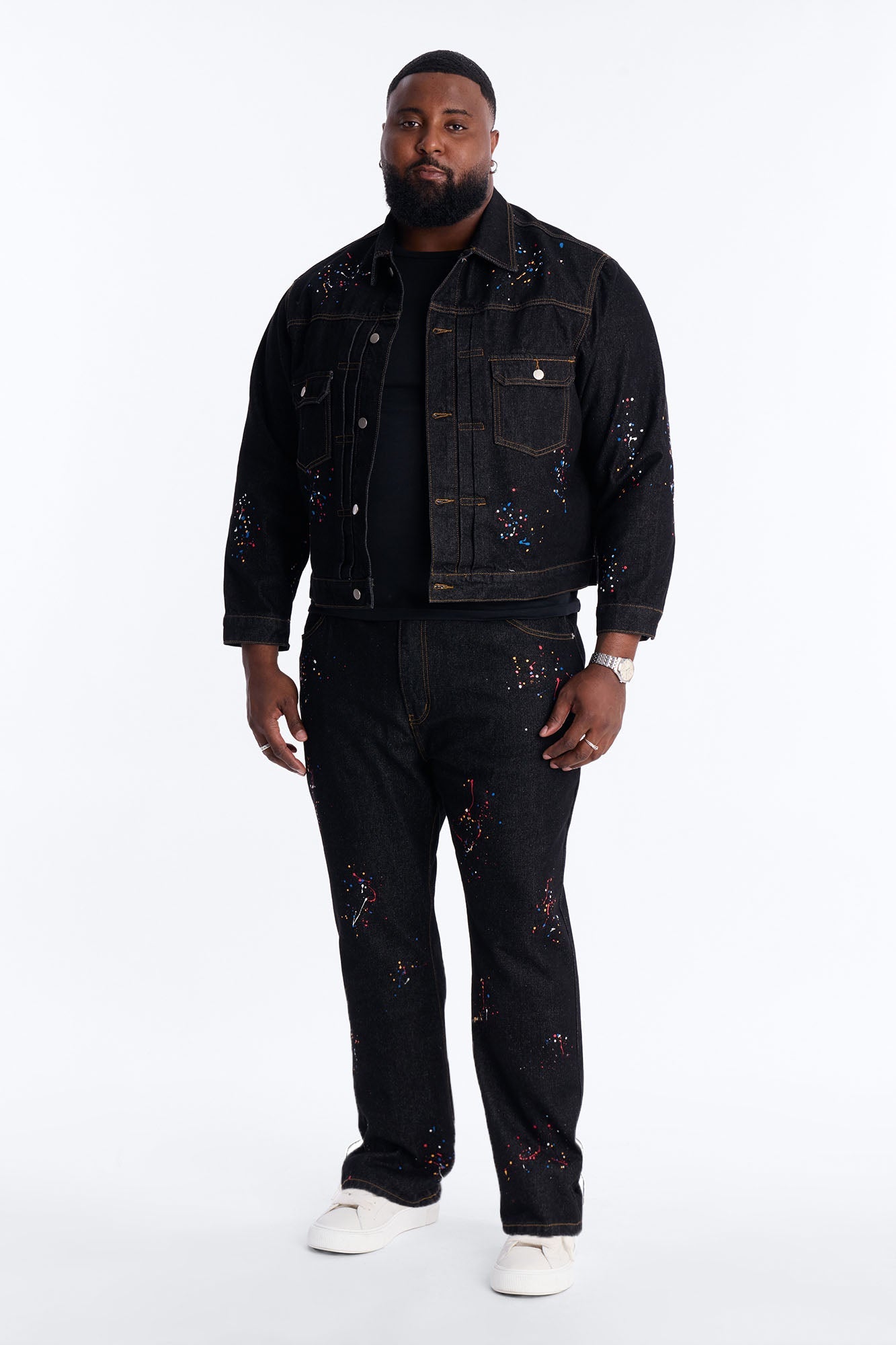 Studio Paint Denim Trucker Jacket - Dark Wash