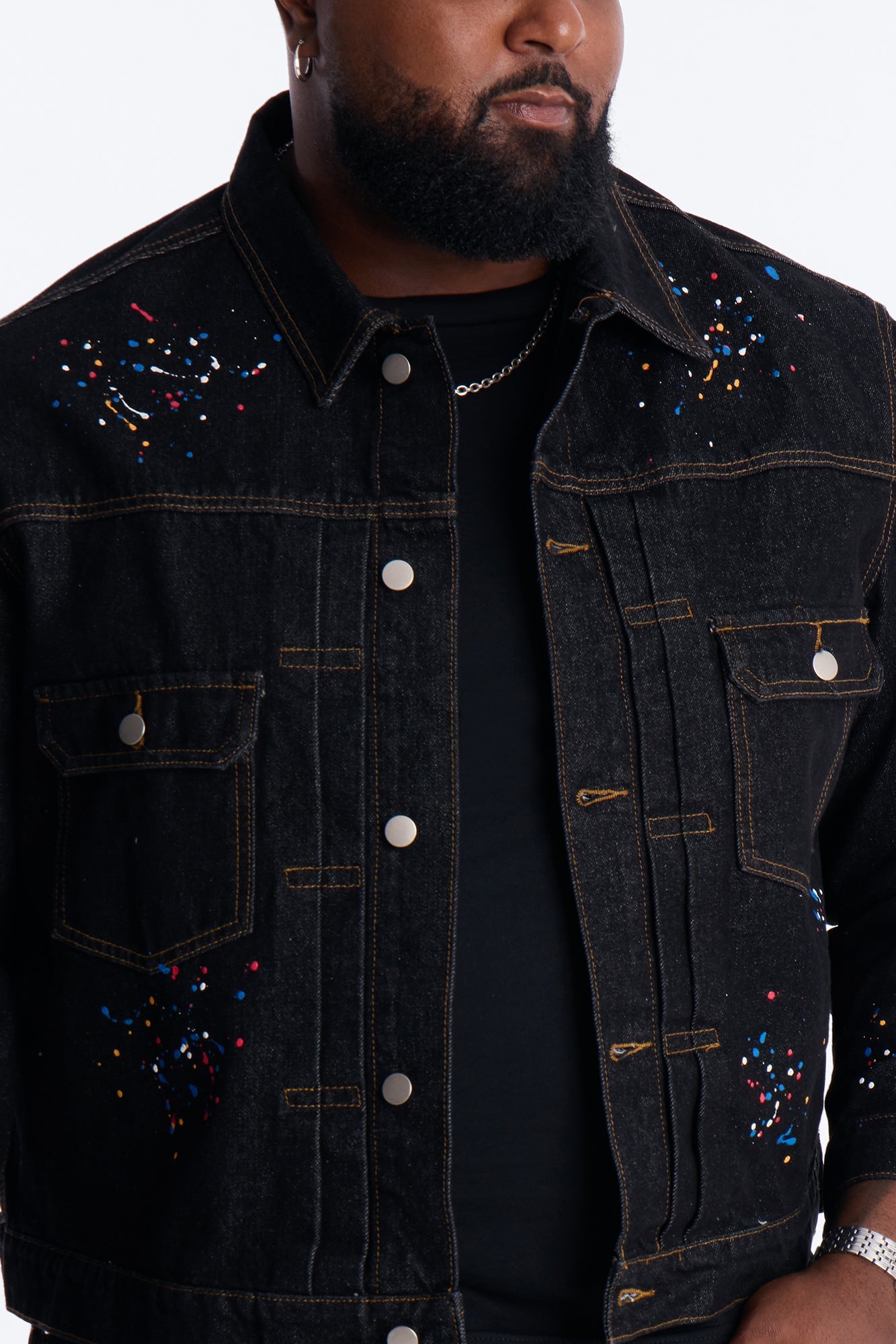 Studio Paint Denim Trucker Jacket - Dark Wash