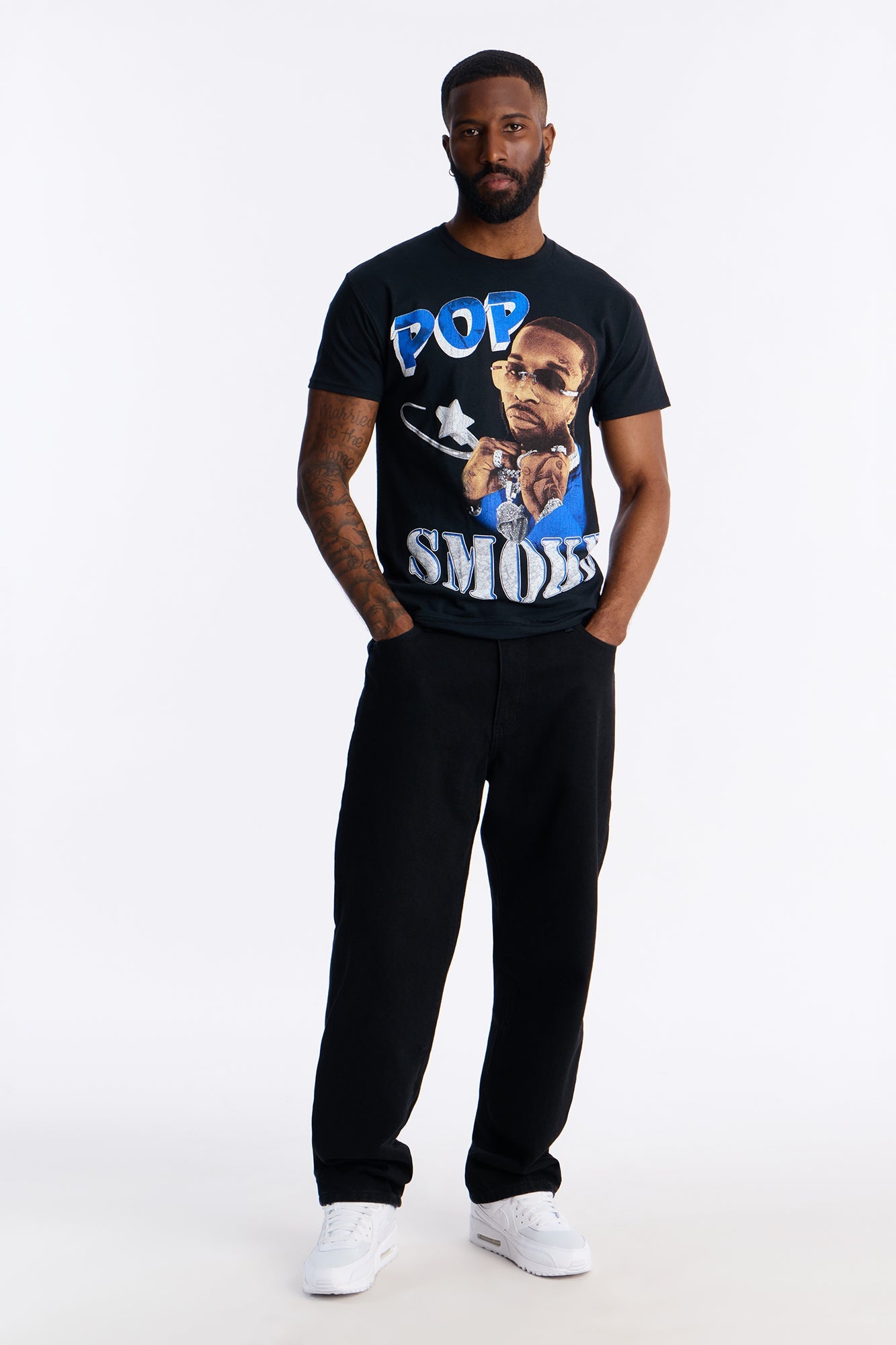 Pop Smoke Aim For The Moon Graphic Short Sleeve Tee - Black