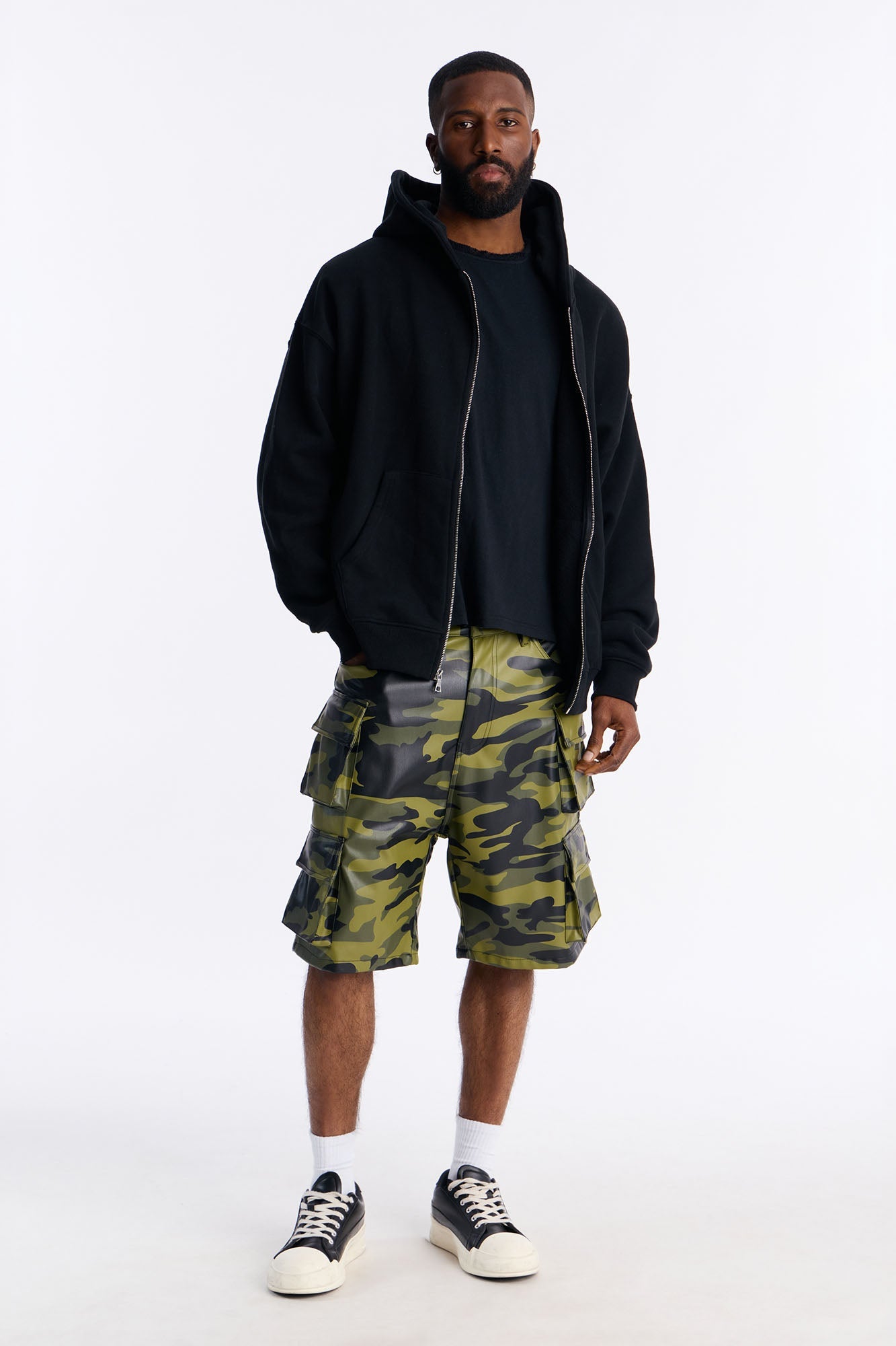 Faux Leather Camo Mirage Cargo Short - Camouflage