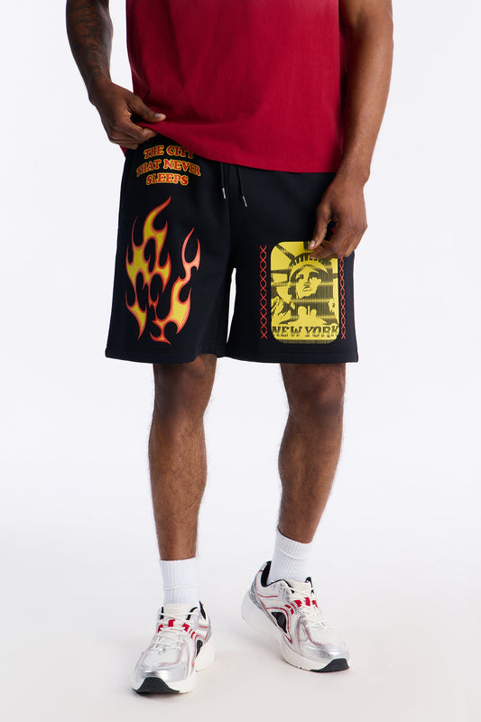 The City That Never Sleeps NYC Sweatshorts - Black