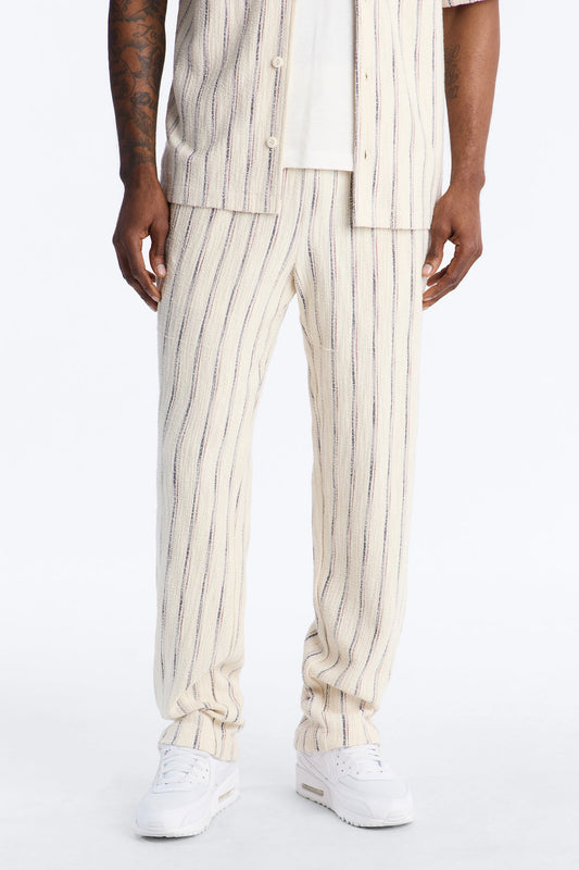 Slim Caicos Textured Stripe Slit Pant - Cream