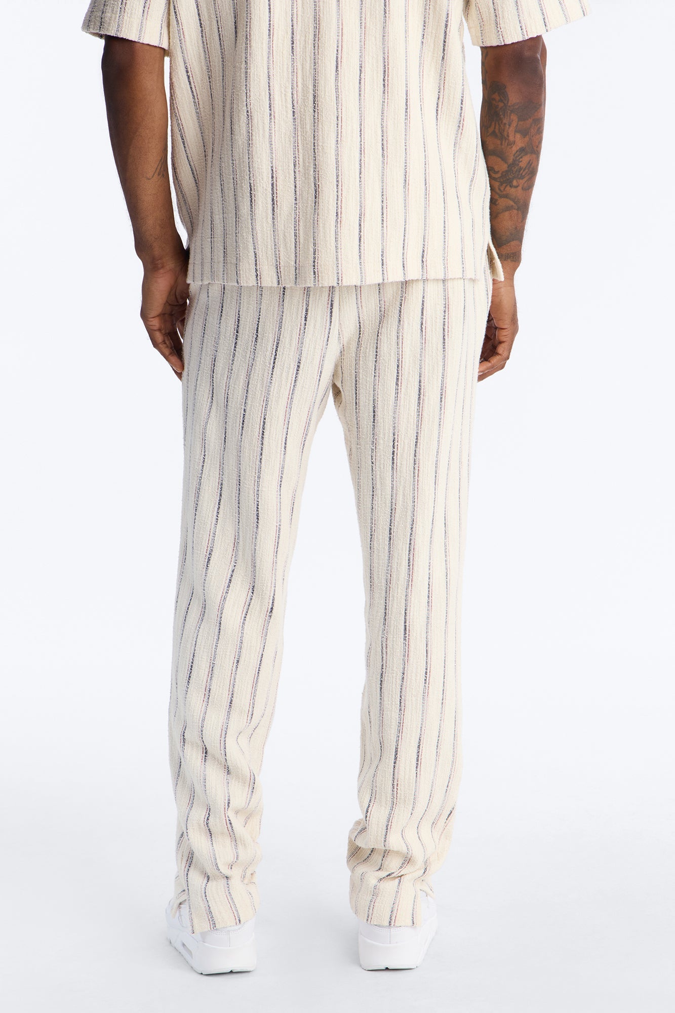 Slim Caicos Textured Stripe Slit Pant - Cream