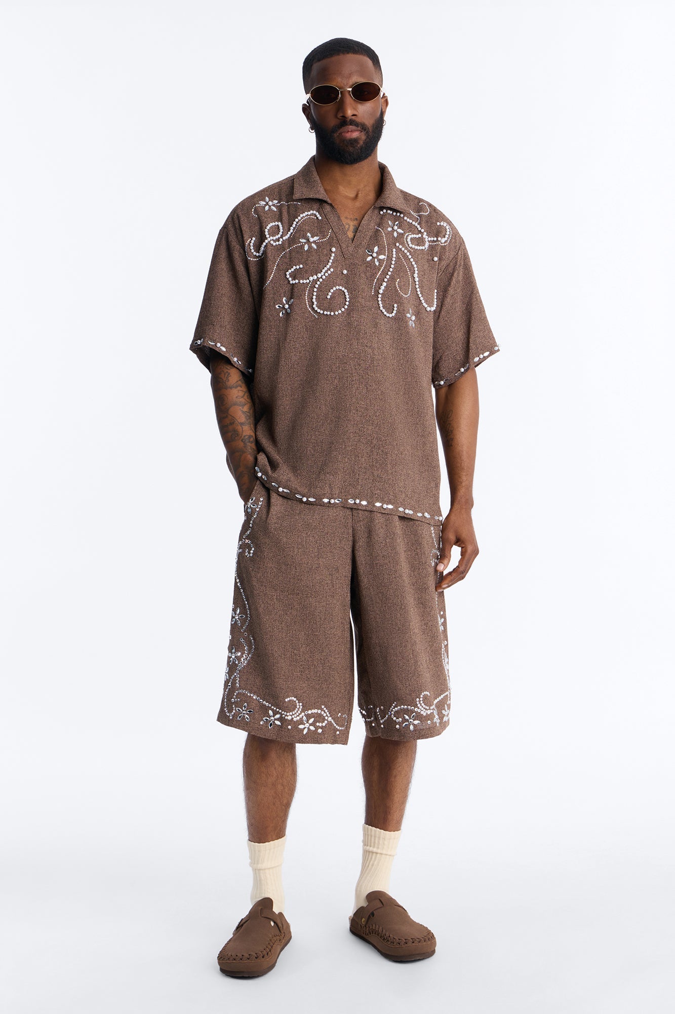 Wanderlust Pearl Journey Johnny Collar Polo - Brown