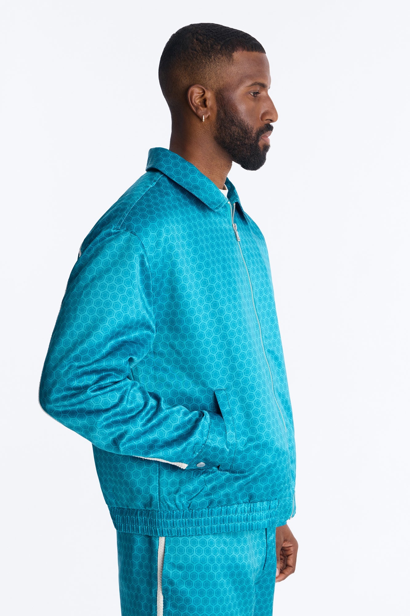 St. Tropez Motif Rope Applique Bomber Jacket - Blue