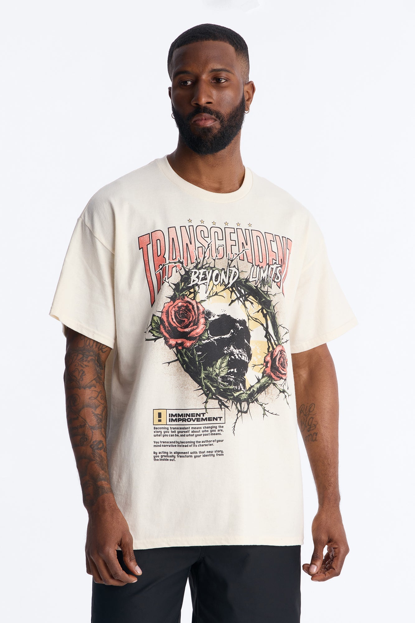 Transcendent Beyond Limits Oversized Short Sleeve Tee - Natural