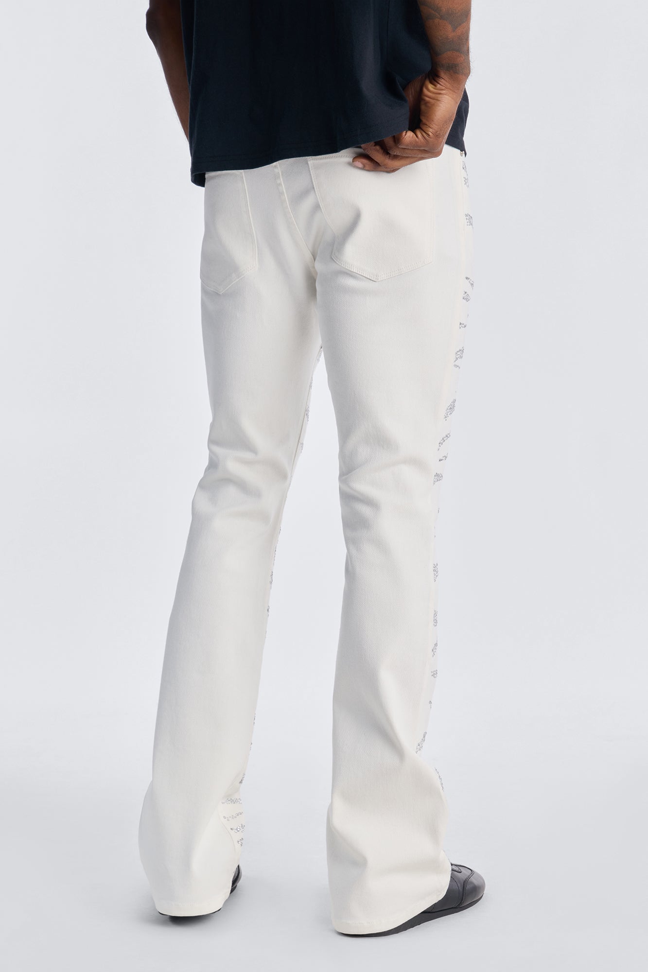 Stacked Skinny Flare Electric Prowl Jean - White