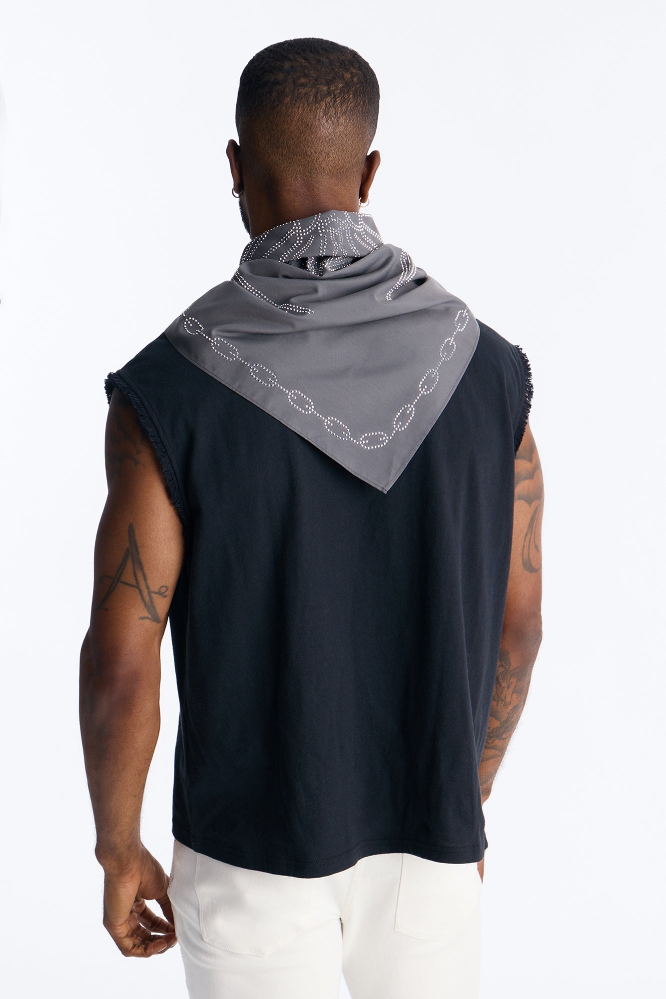 Rhinestone Spider Graphic Large Bandana - Grey