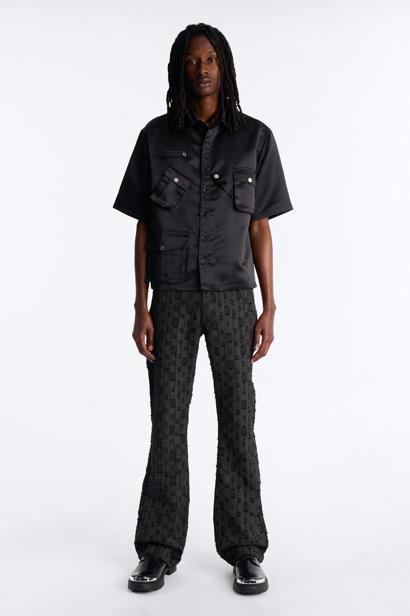 Stacked Slim Flare Distant Reality Distressed Pant - Charcoal