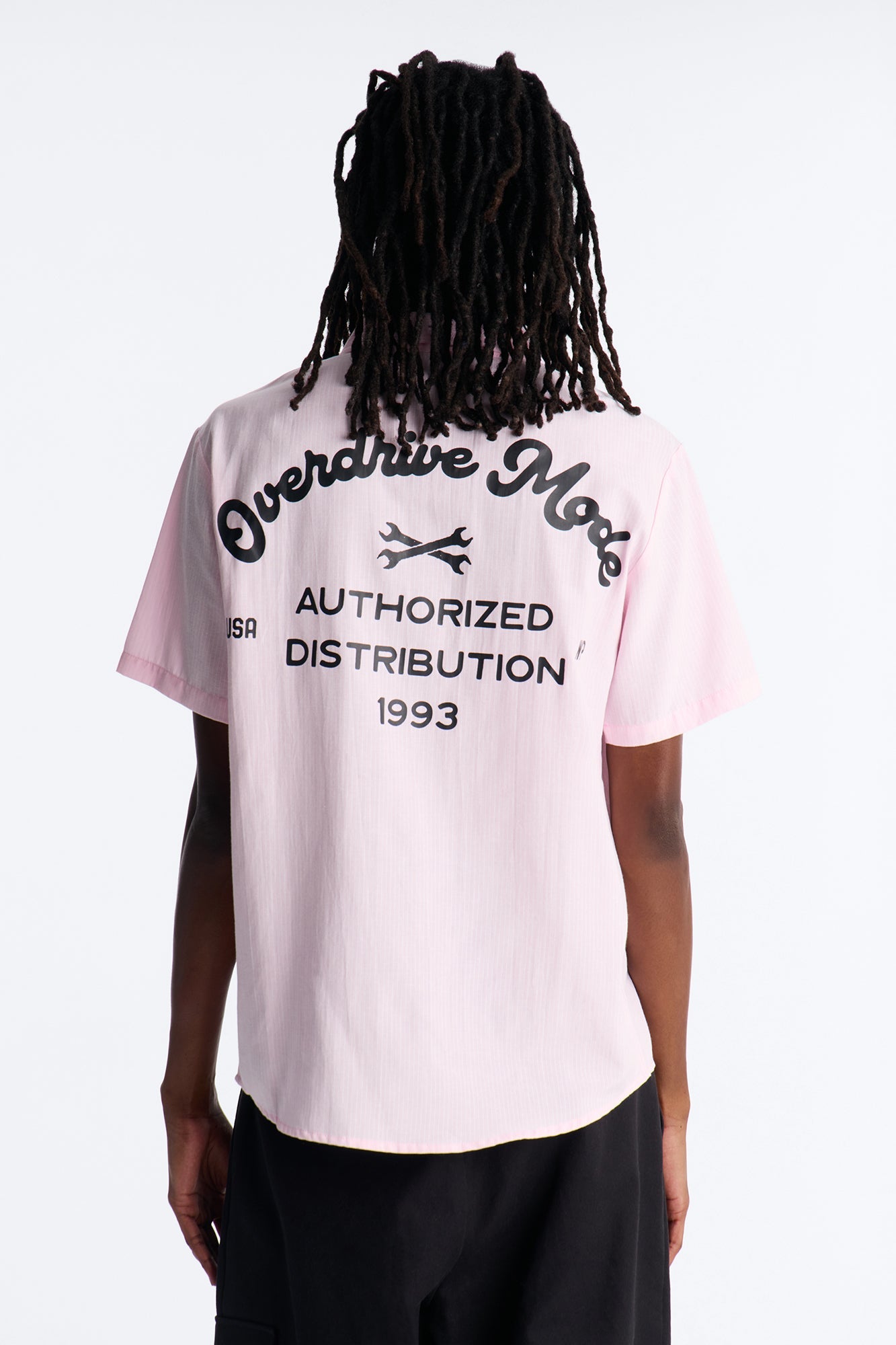 Cropped Overdrive Mode Striped Button Up Shirt - Pink