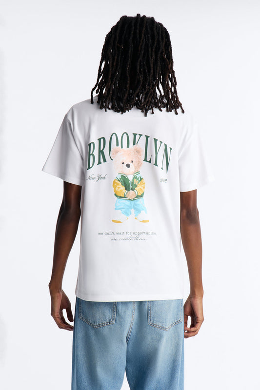 Brooklyn Bear Short Sleeve Tee - White