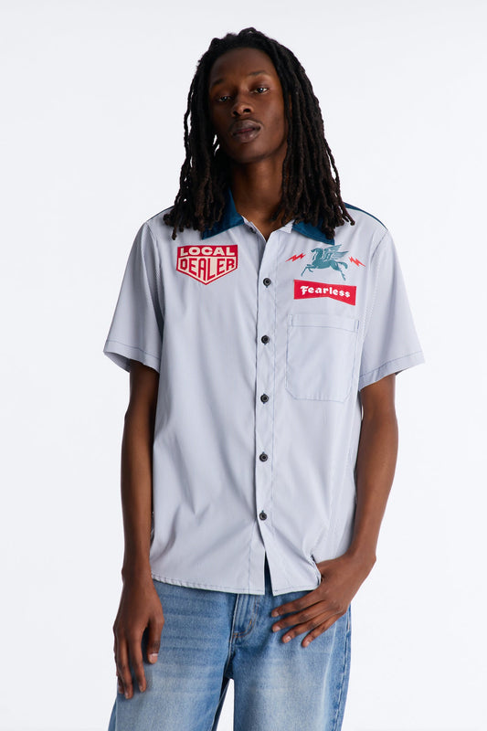 Local Dealer Striped Button Up Shirt - White