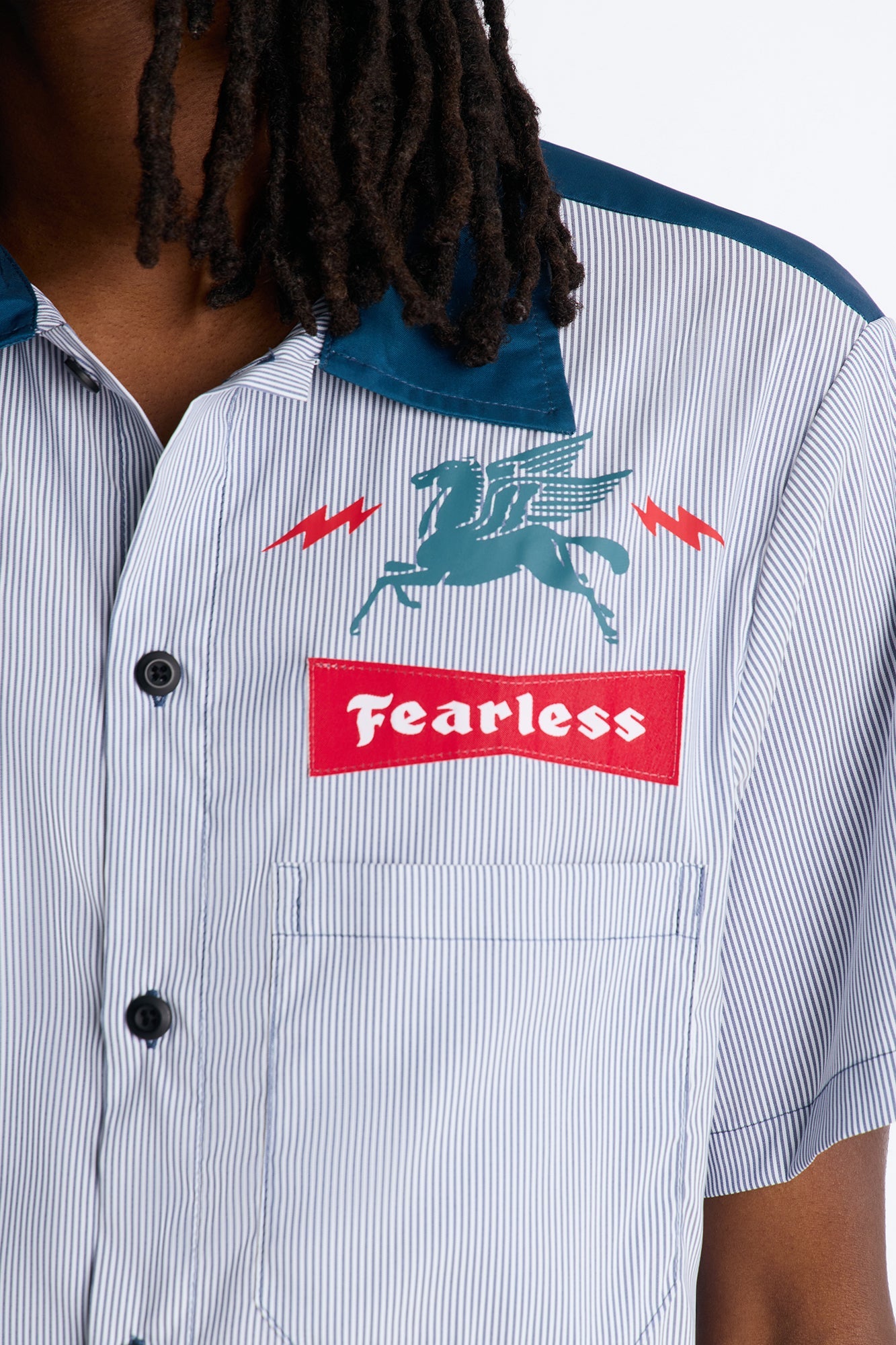 Local Dealer Striped Button Up Shirt - White