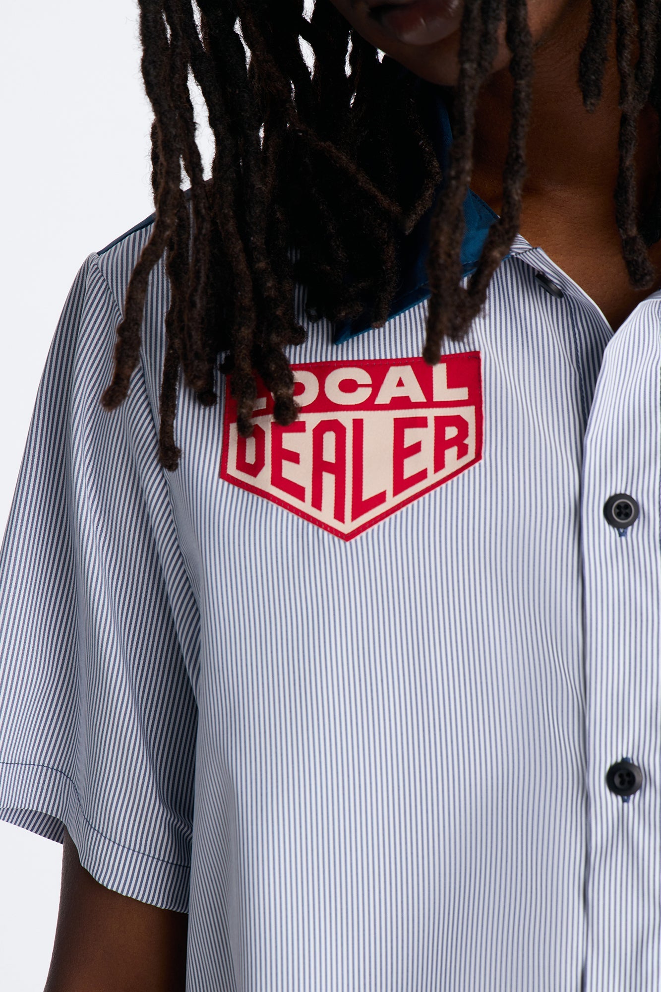 Local Dealer Striped Button Up Shirt - White
