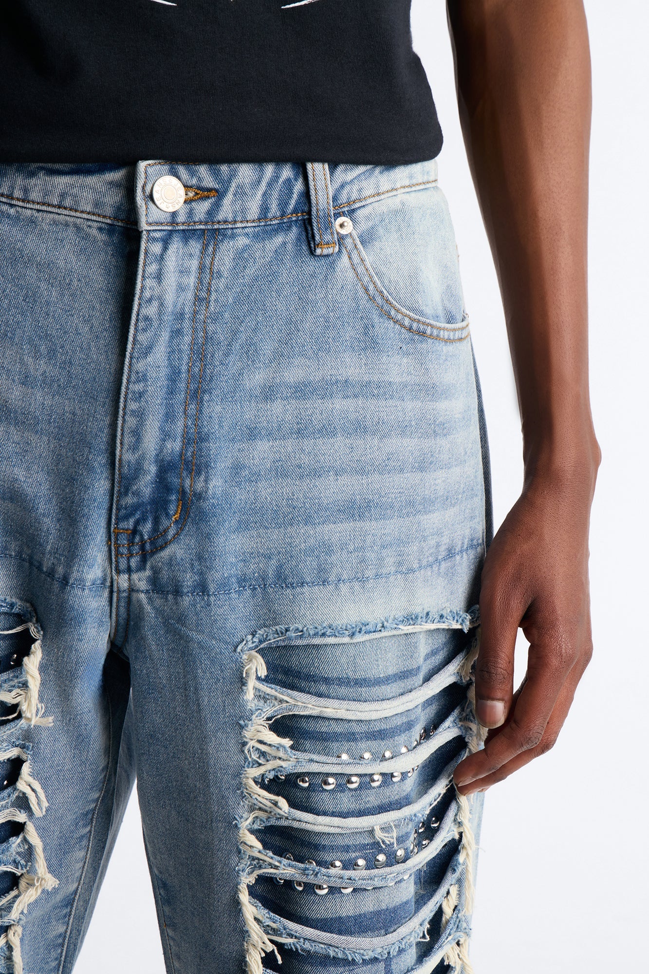 Baggy Studded Mayhem Jean - Light Wash