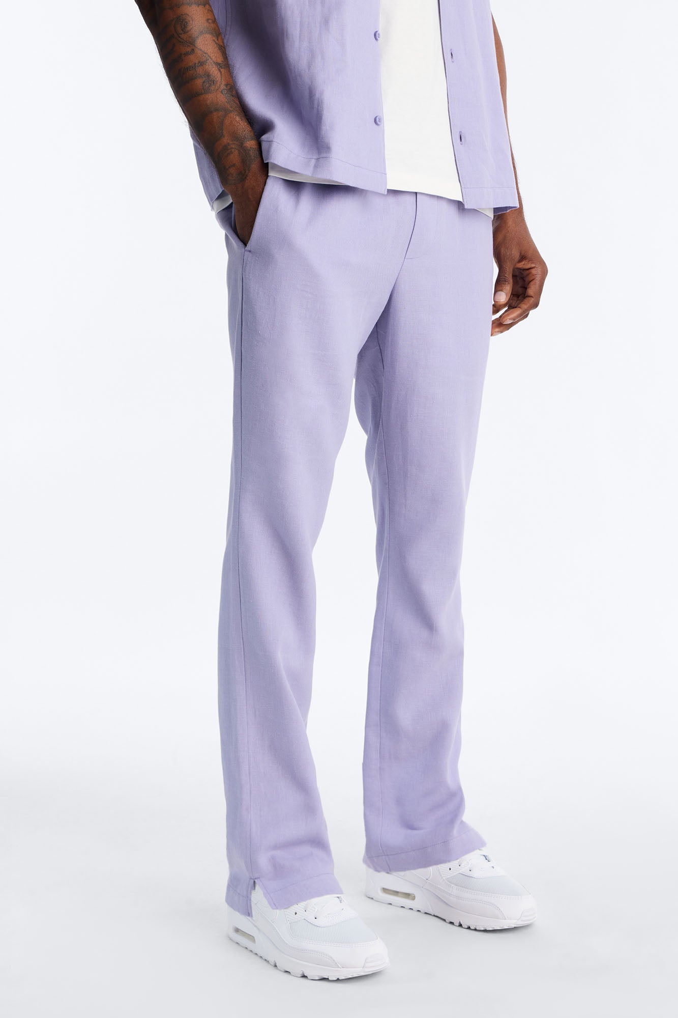 Bahamas Linen Slim Pull On Pants - Lavender