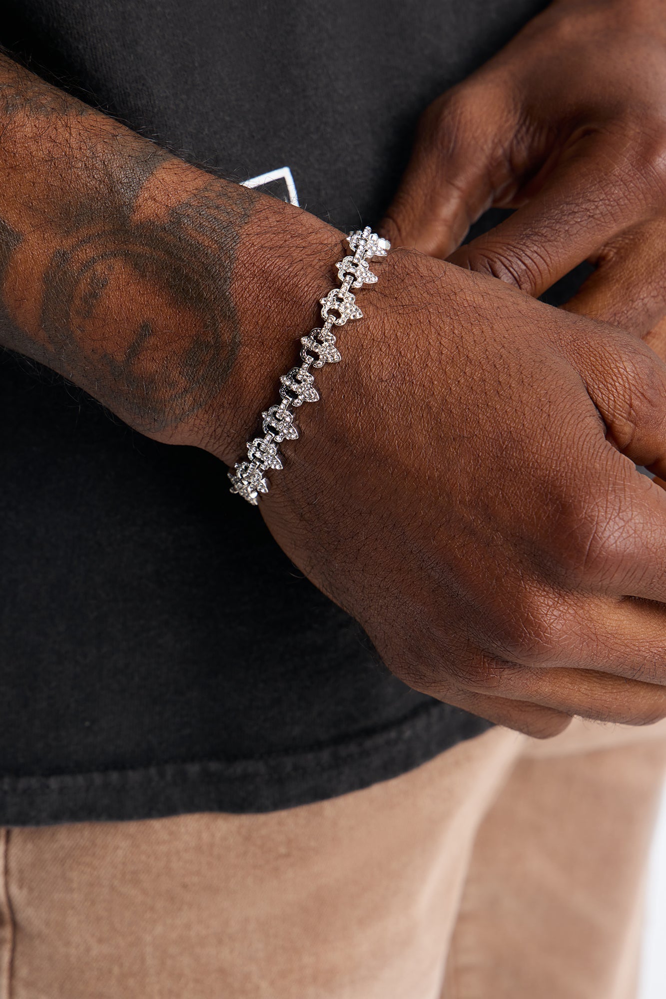Iced Fleur De Leis Bracelet - Silver
