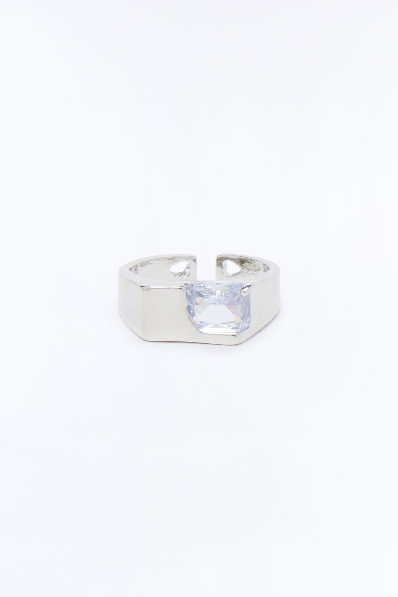 Melting Ice Geometric Ring - Silver