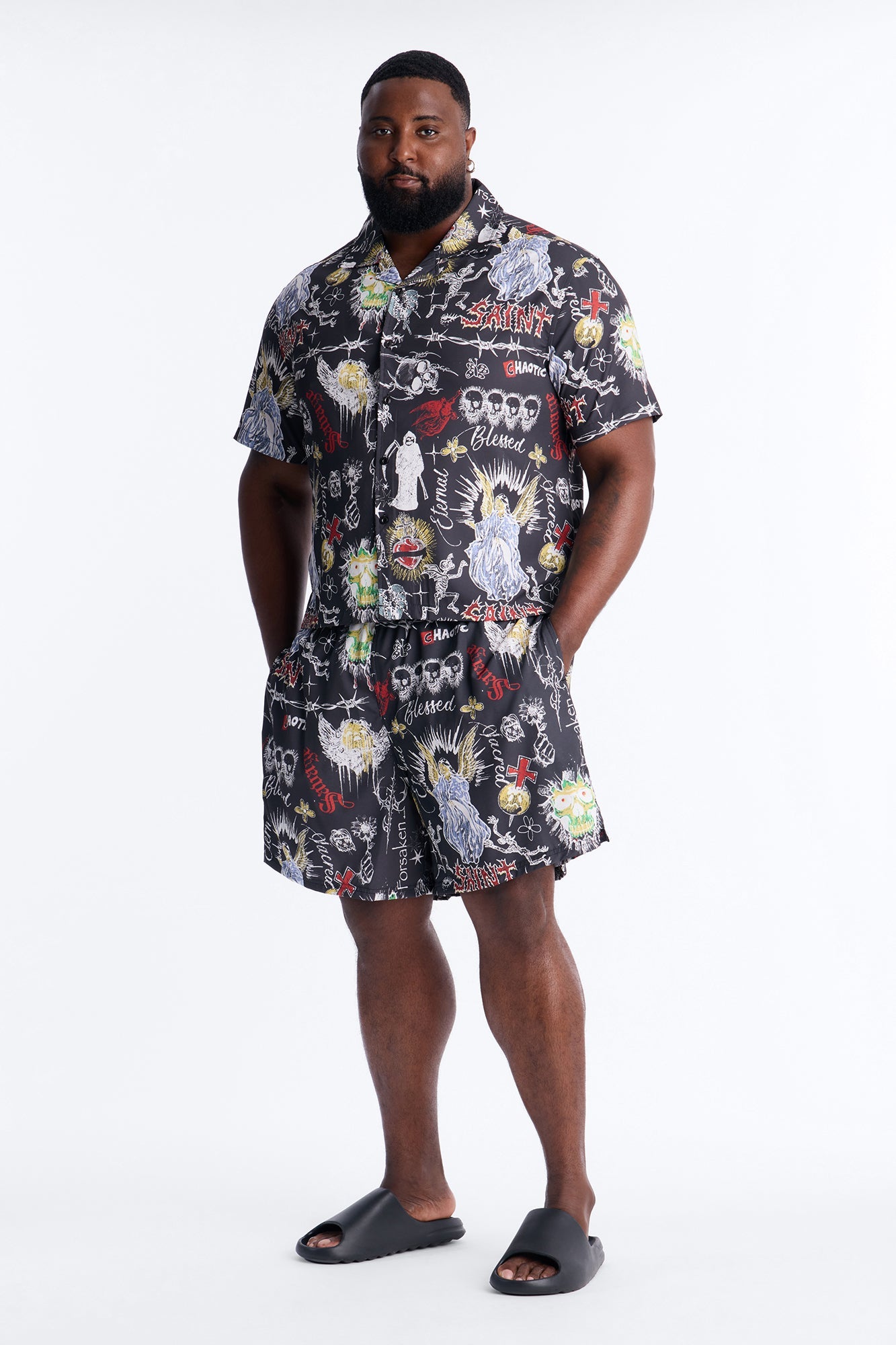 Graffiti Parlor All Over Printed Swim Trunk 7″ - Multi Color