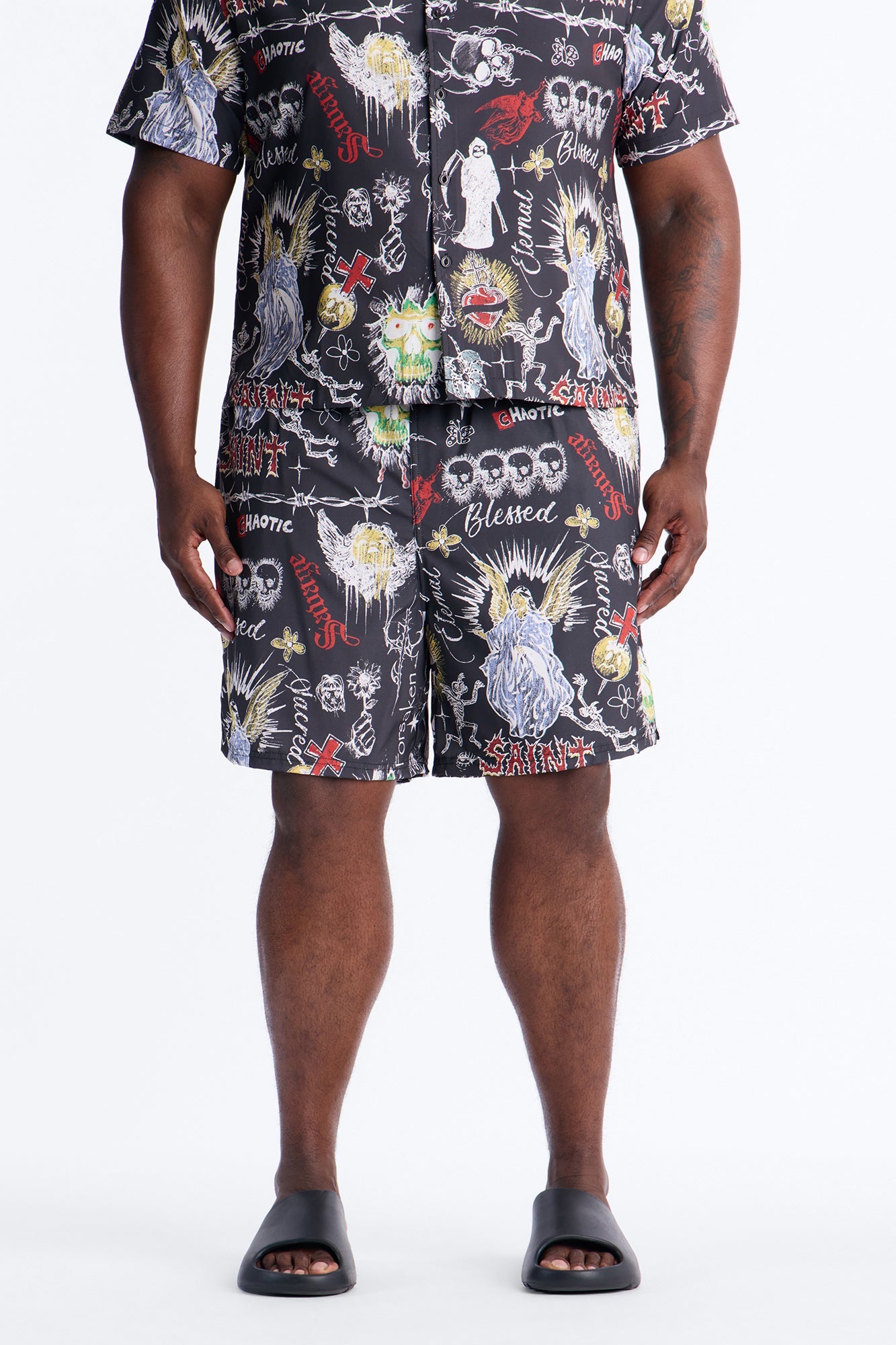 Graffiti Parlor All Over Printed Swim Trunk 7″ - Multi Color