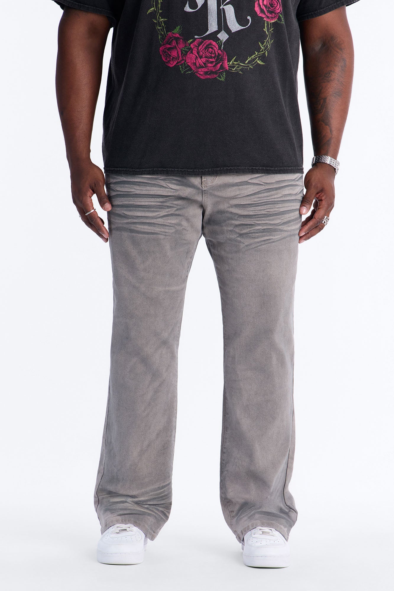 Worn In Stacked Slim Flare - Grey