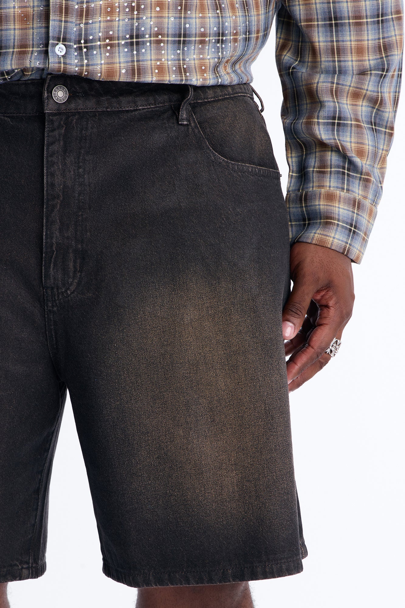 Relaxed Waxed Stealth Denim Short - Black Wash