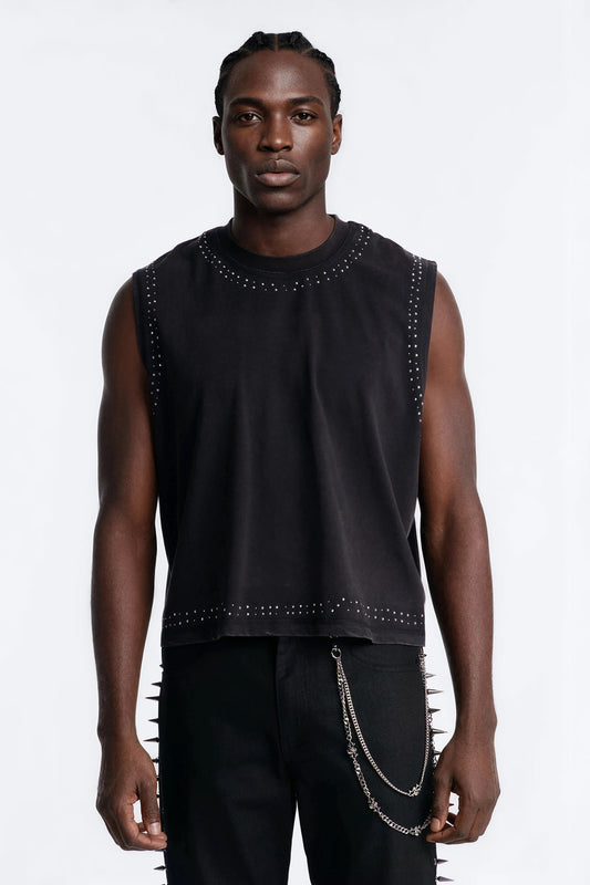 Boxy Cropped Caliber Muscle Tee - Black
