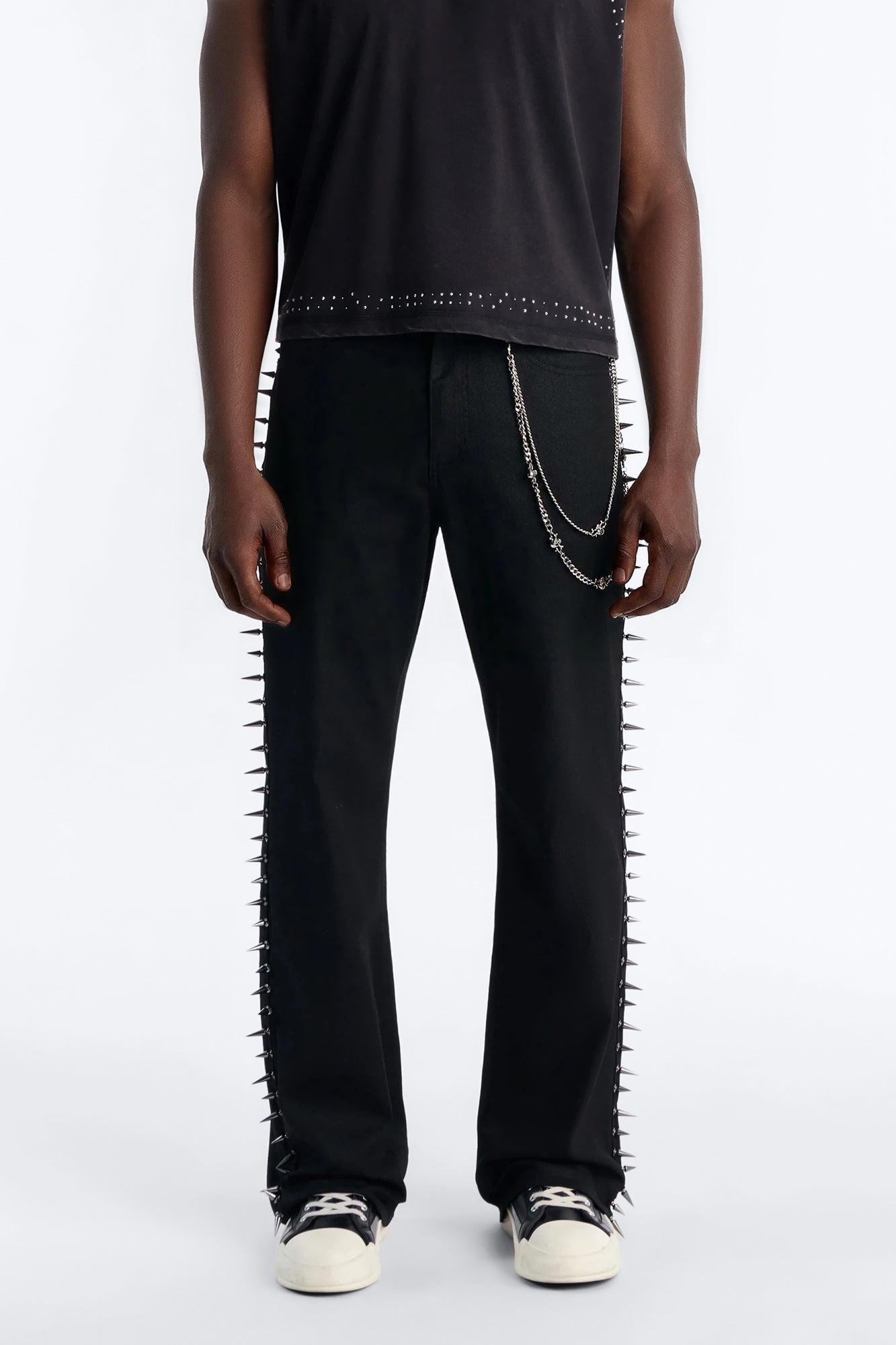 Stacked Slim Flare Waxed Cyber Spike Jean - Black