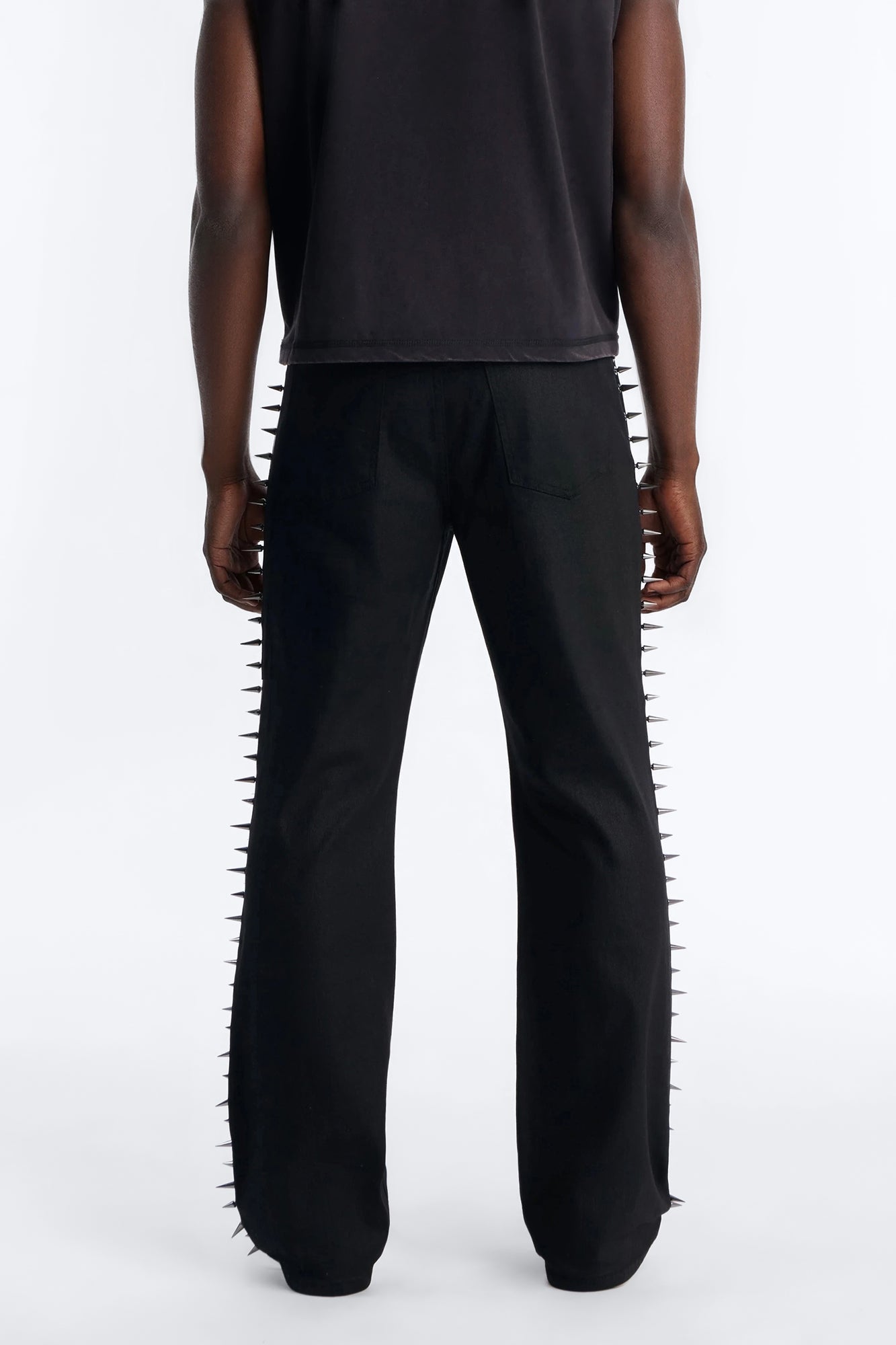 Stacked Slim Flare Waxed Cyber Spike Jean - Black