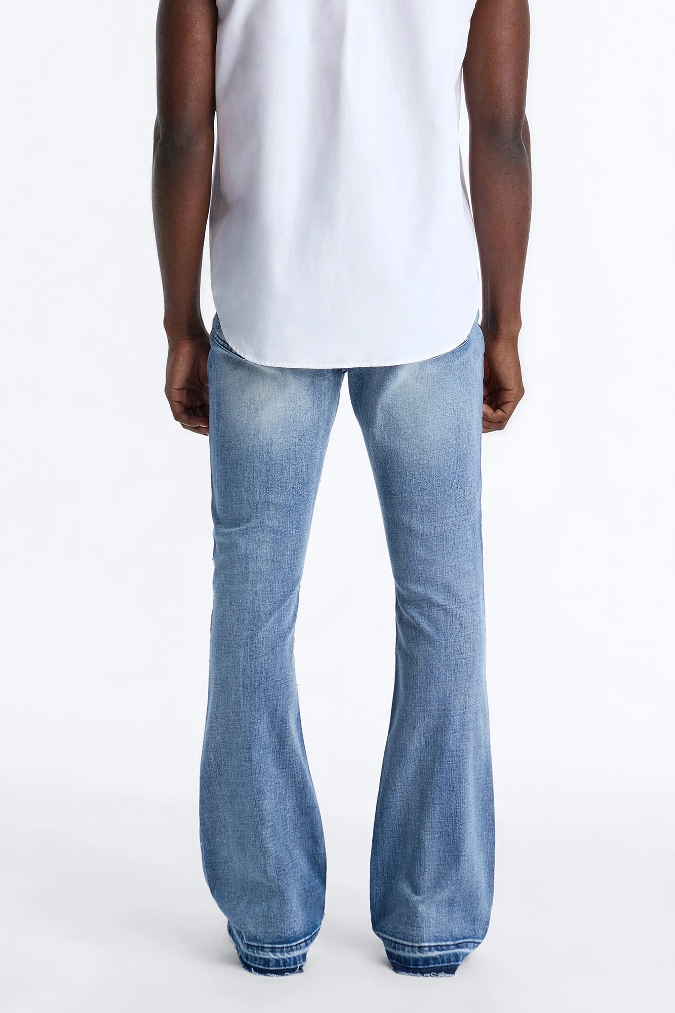 Stacked Skinny Flare Star Burst Jeans - Medium Blue Wash