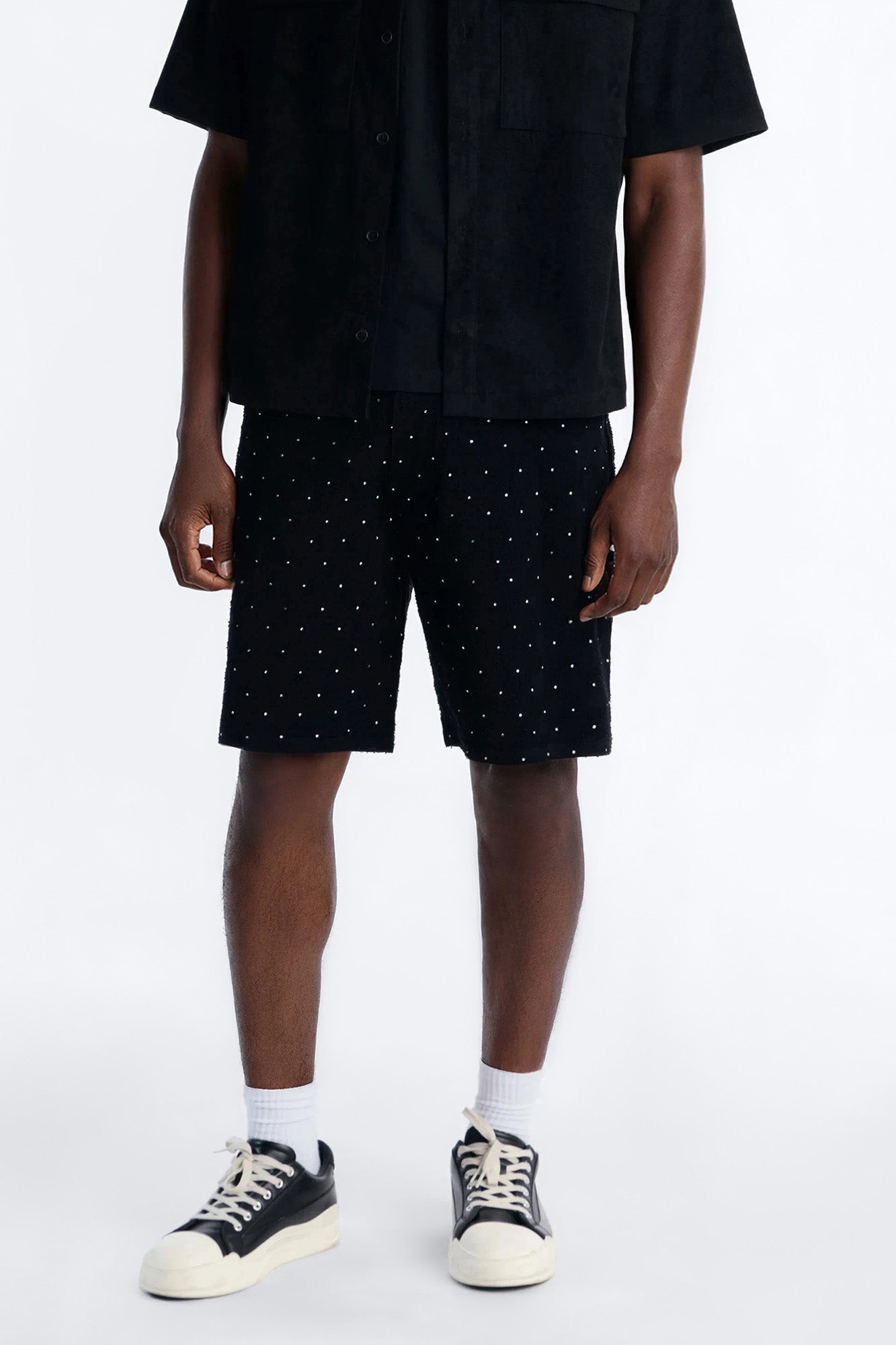 I Be Jeweled Relaxed Denim Short - Black
