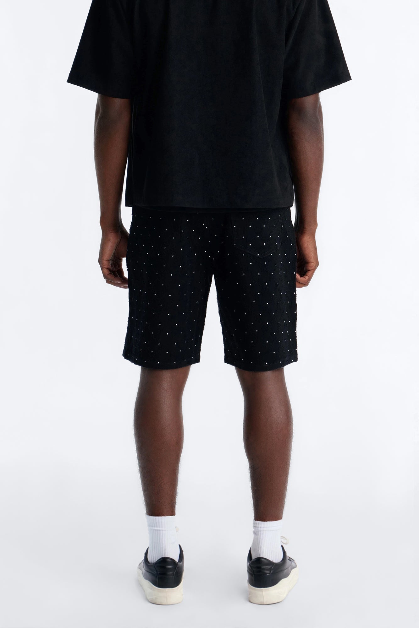 I Be Jeweled Relaxed Denim Short - Black