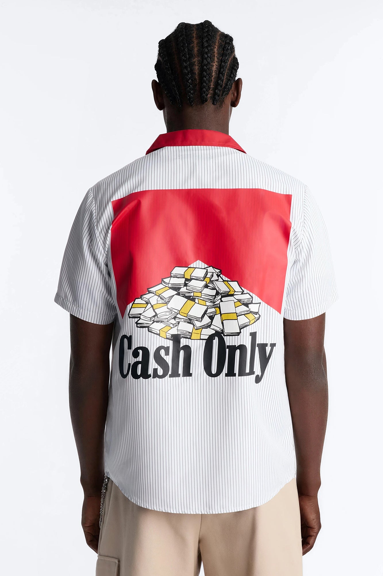 Cash Only Striped Button Up Shirt - White