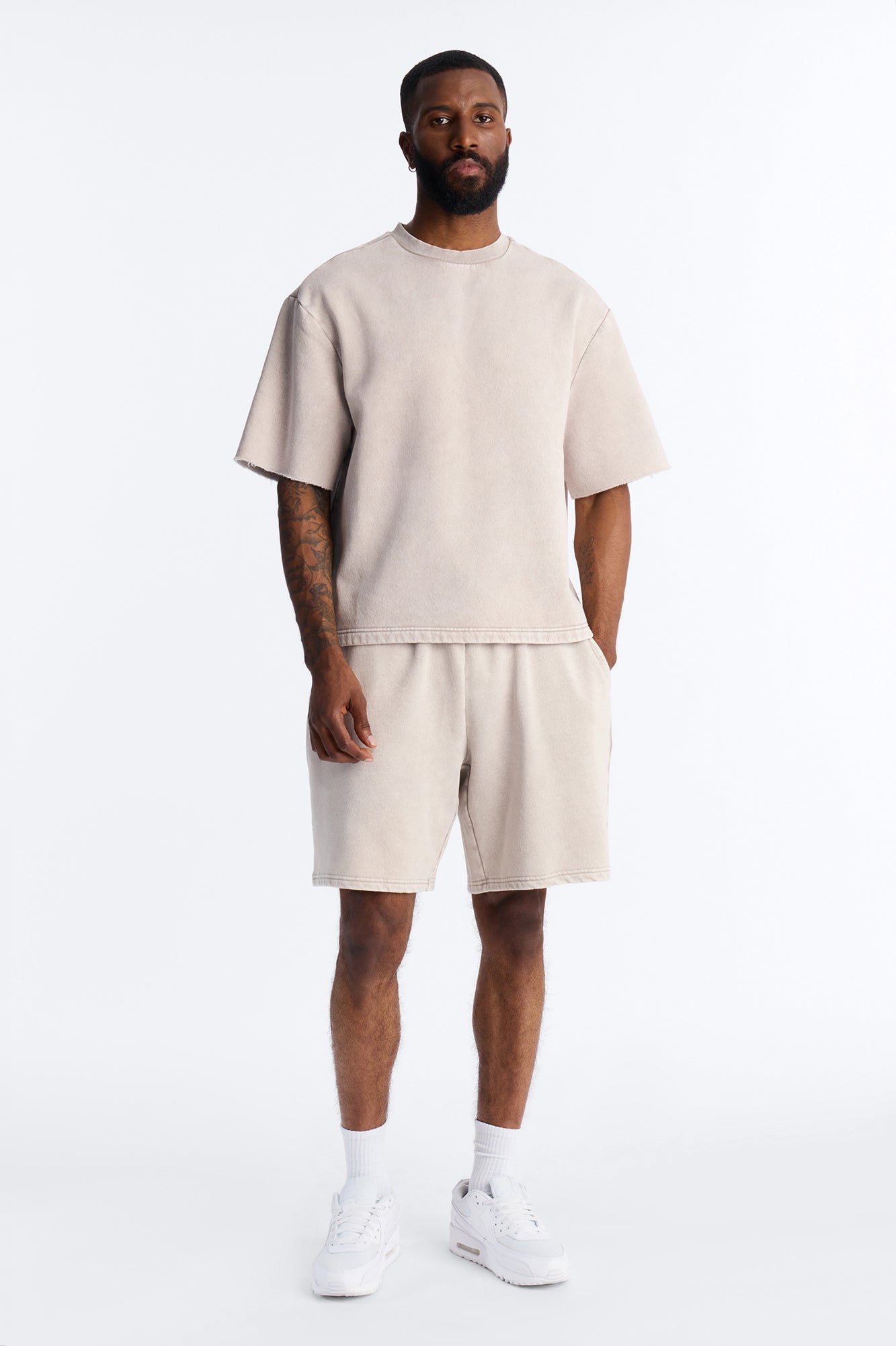 On The Go Washed Sweatshort - Taupe
