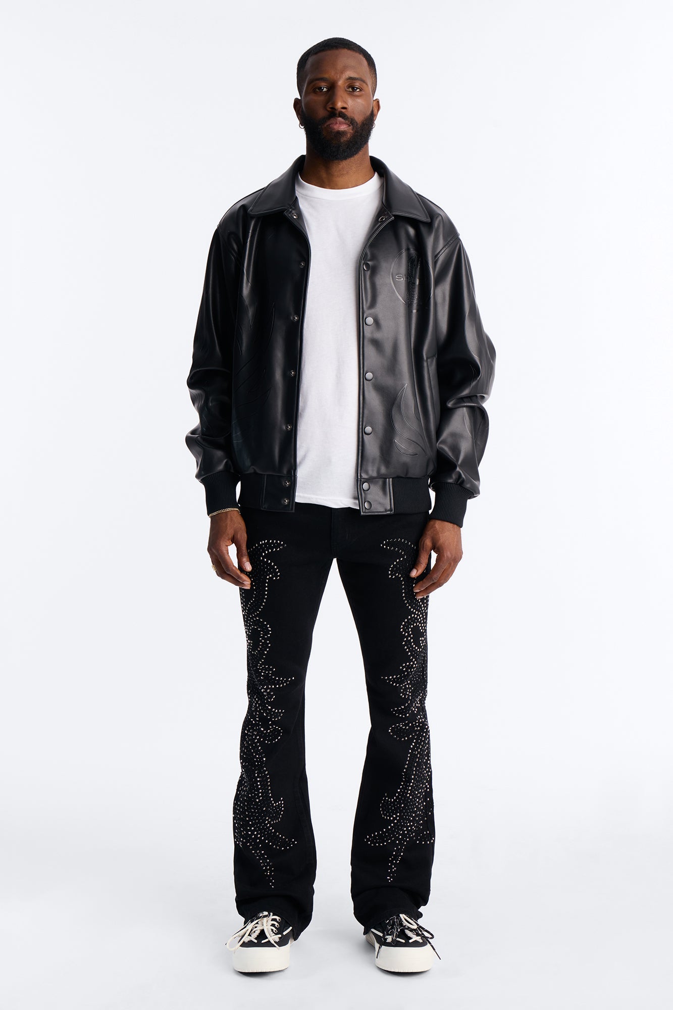 Stacked Skinny Flare Electric Storm Jean - Black
