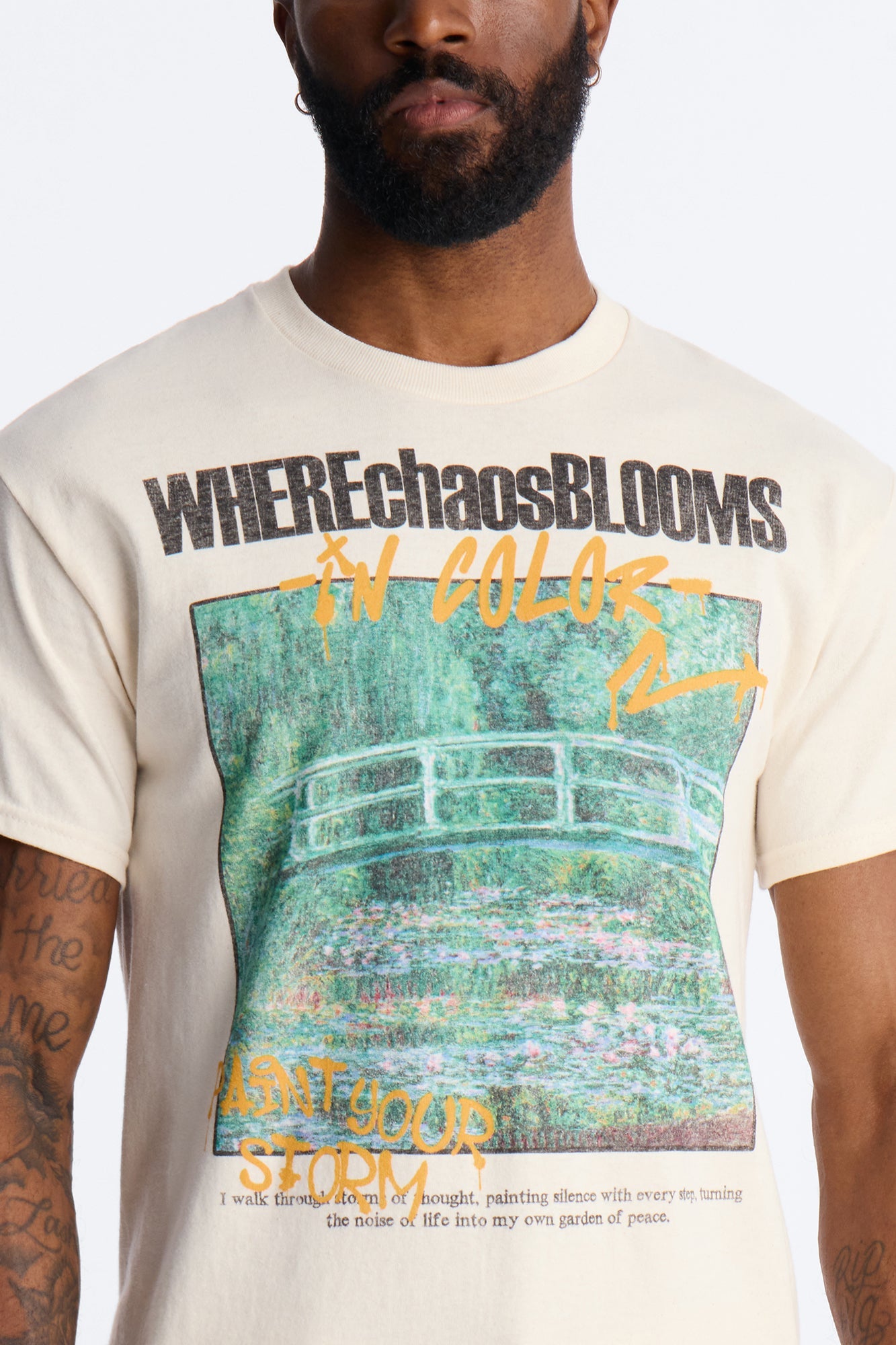 Monet Where Chaos Blooms Short Sleeve Tee - Natural