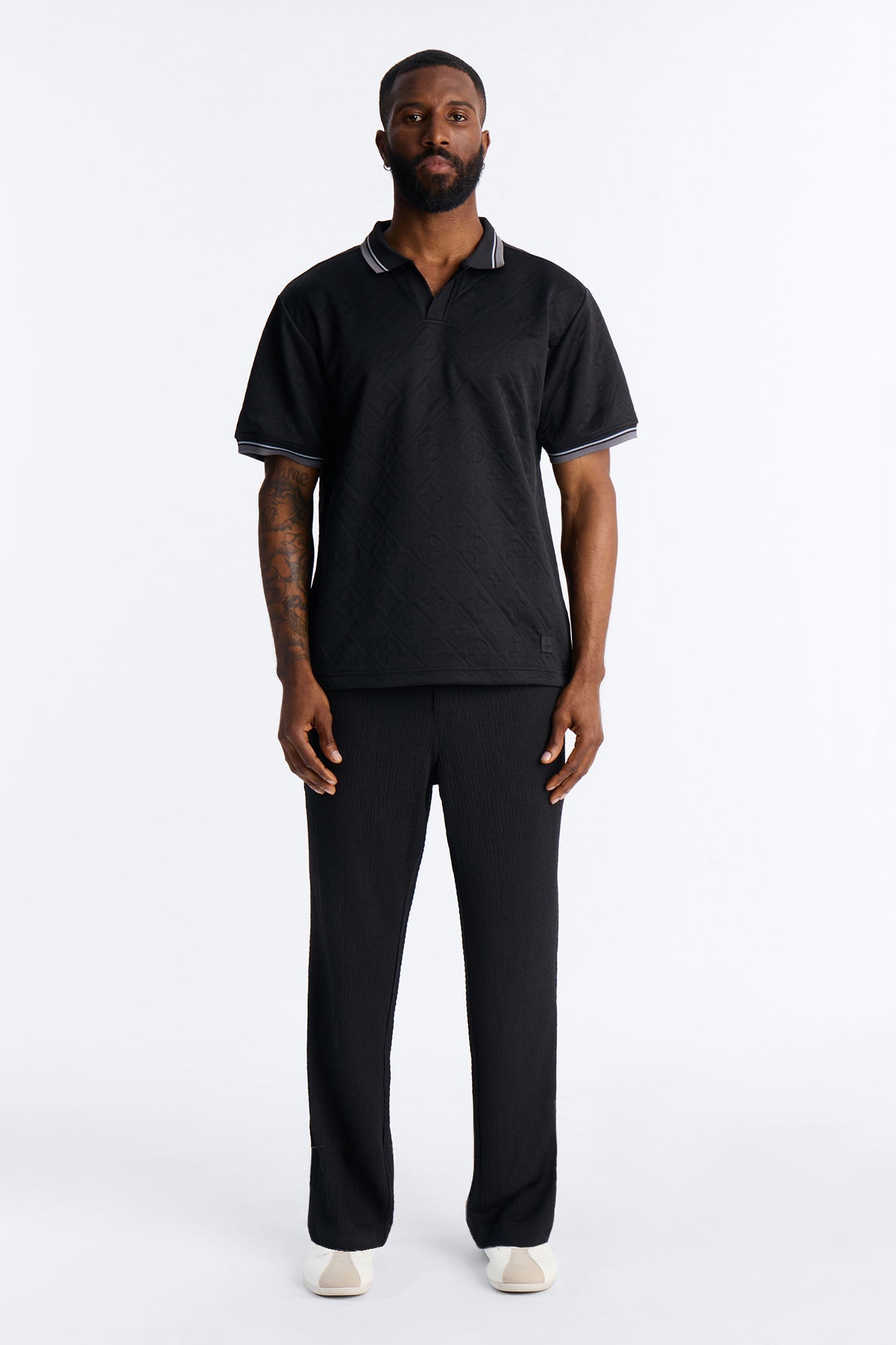 Saints Diamond Star Johnny Collar Polo - Black